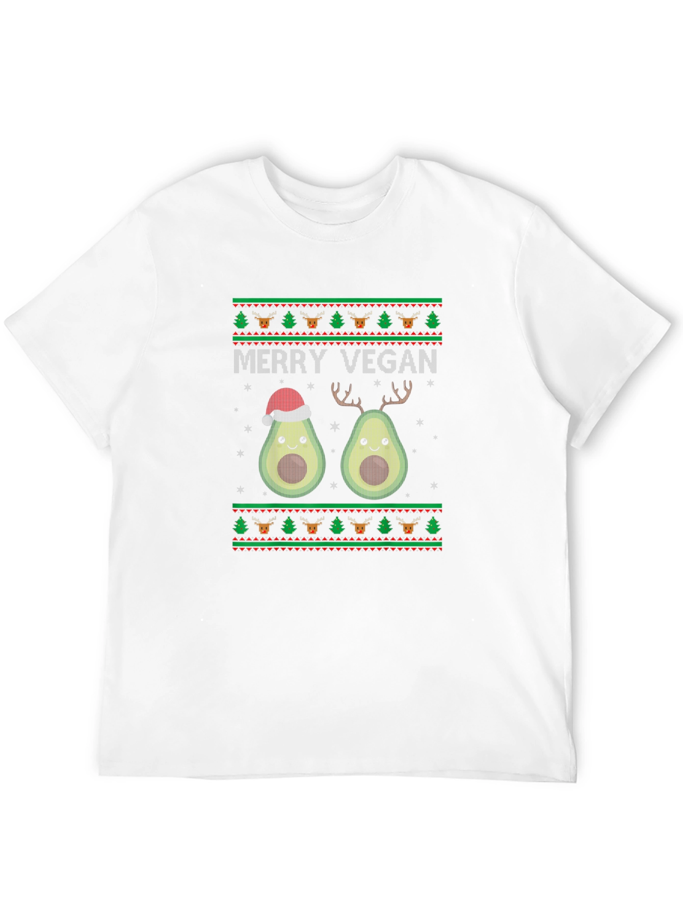 Black Merry Vegan Avocado Christmas T-Shirt view 12