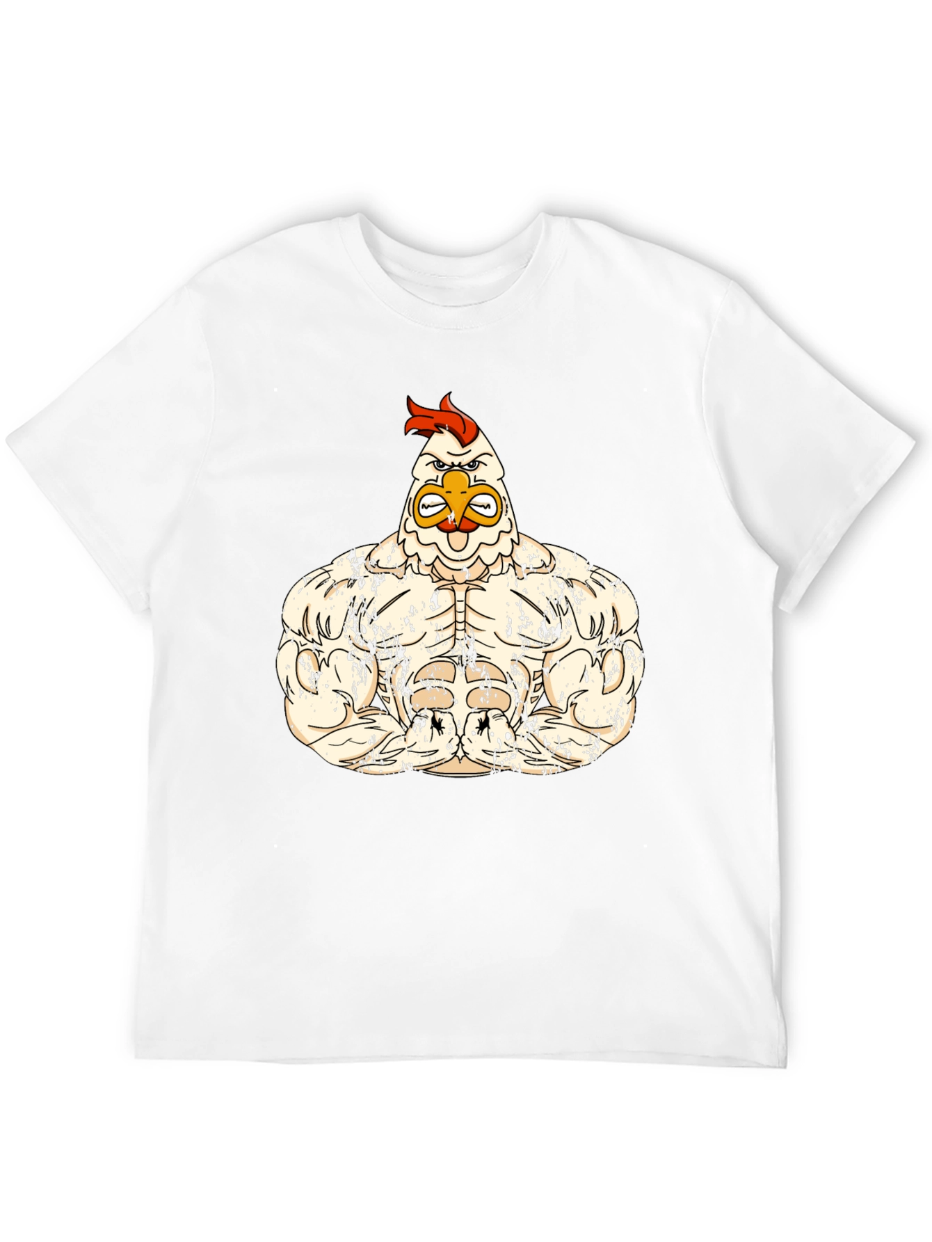 Black Muscled Chicken Graphic Tee - Black Cotton T-Shirt view 12