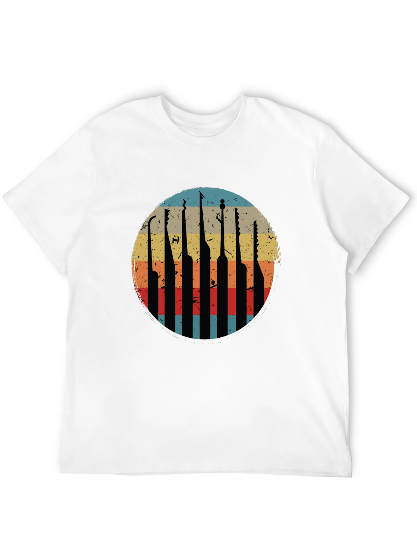 Black Retro Guitar Pick T-Shirt - Vintage Style Music Tee view 12