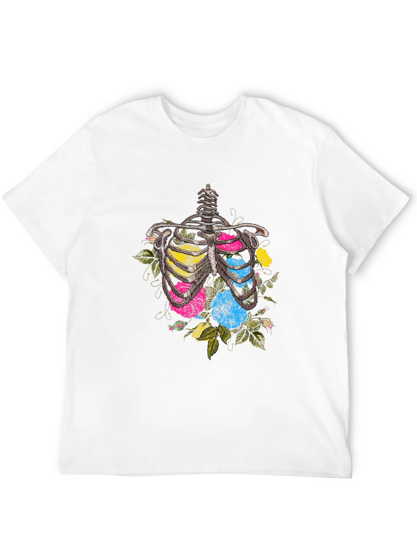 Black Floral Ribcage Graphic T-Shirt - Unique Anatomy Tee view 12