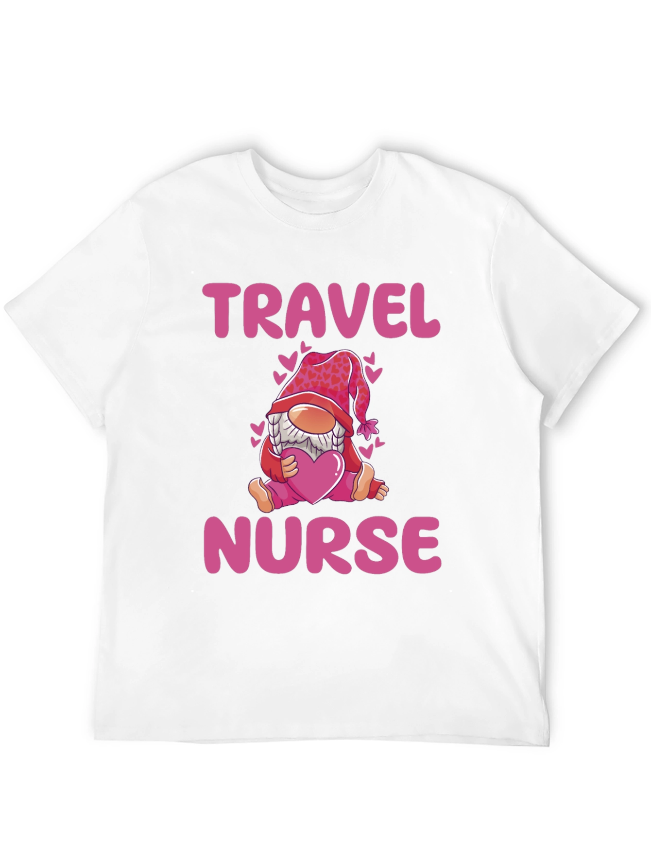 Black Travel Nurse Gnome T-Shirt - Valentine's Day Gift view 12
