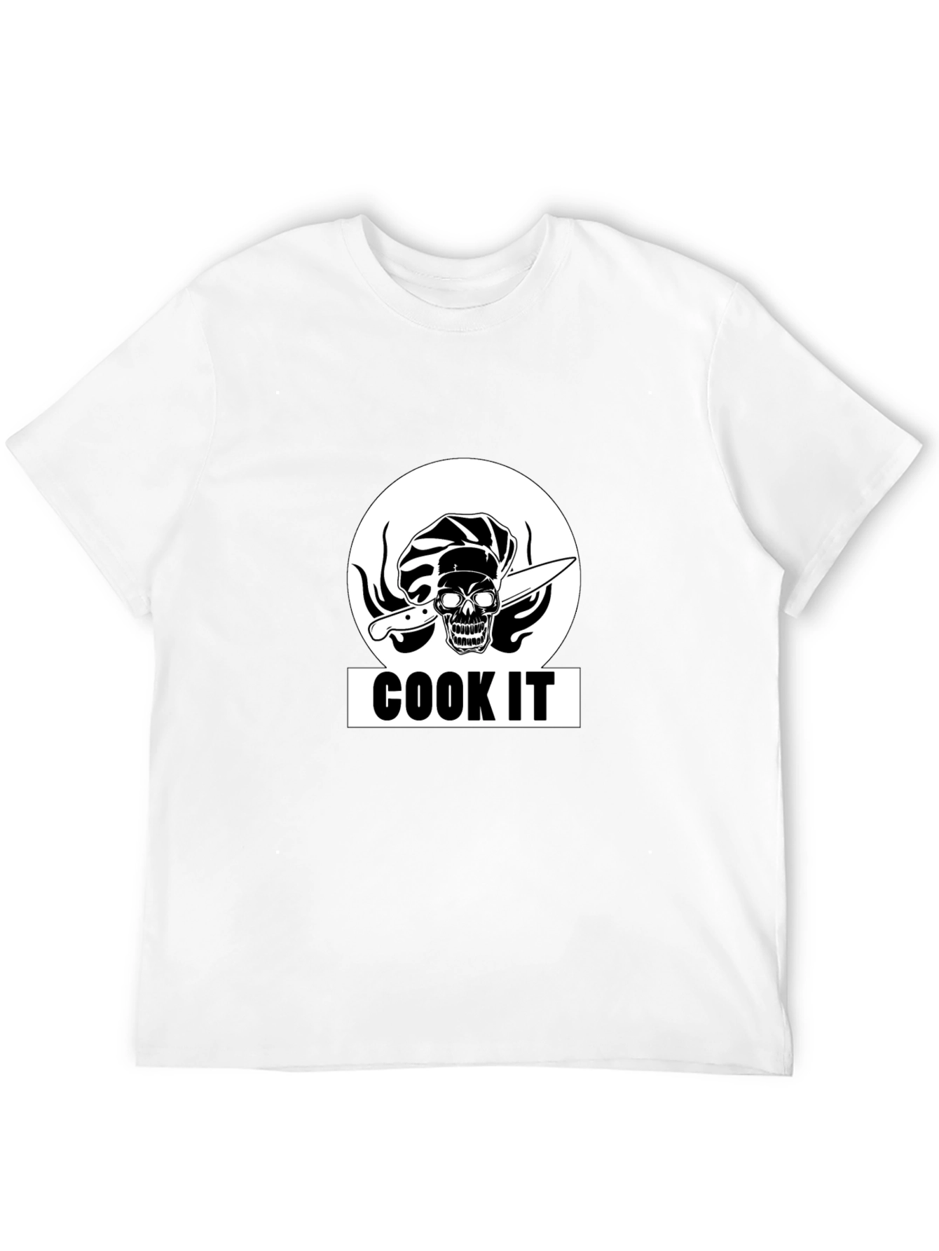 Black Cook It Skull Chef Graphic Tee - Black Cotton T-Shirt view 12