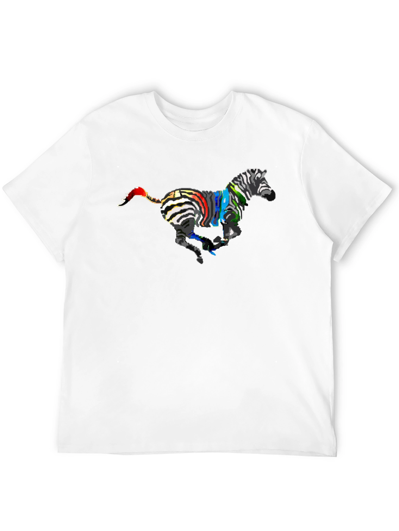 Black Colorful Zebra Graphic Tee - Black Cotton T-Shirt view 12