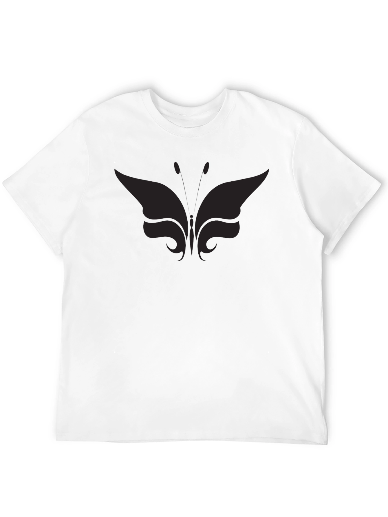 Black Men's Black Butterfly Graphic T-Shirt Casual Crew Neck view 12