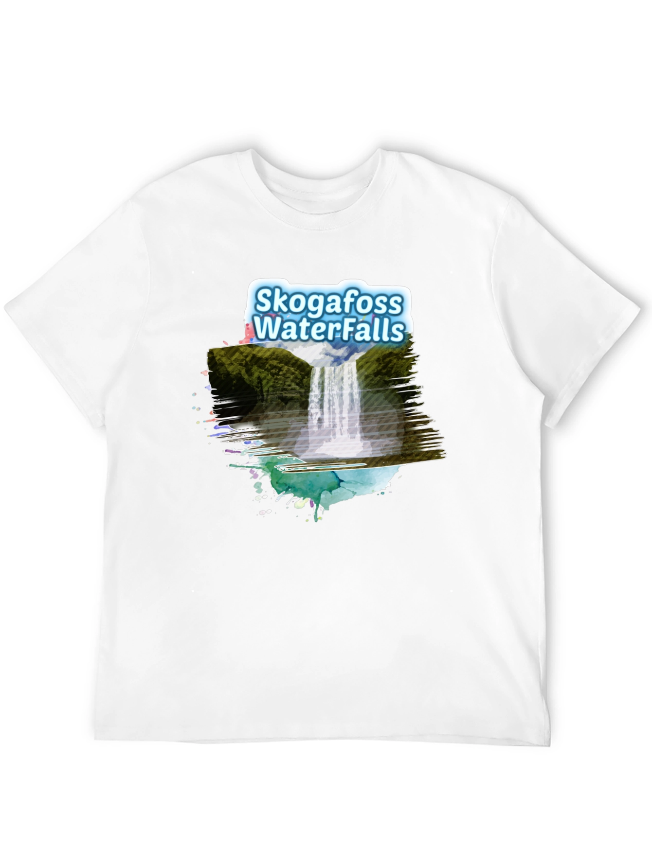 Black Skogafoss Waterfalls Graphic Tee - Black view 12