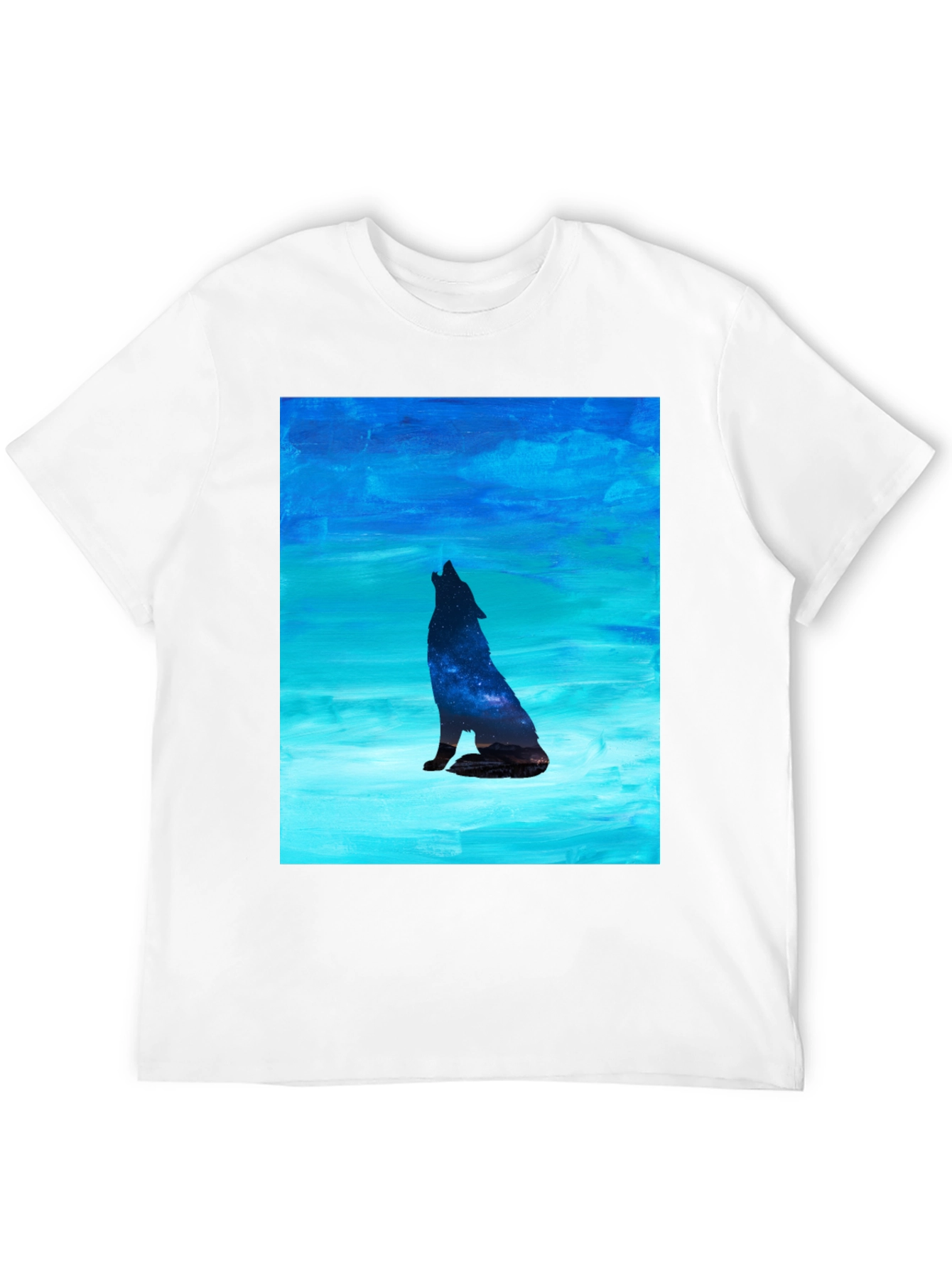 Black Howling Wolf Galaxy Print Black T-Shirt view 12