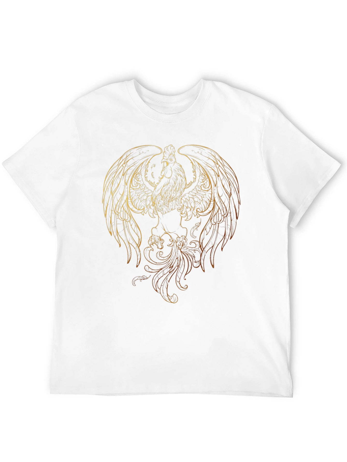 Black Golden Phoenix Chicken Graphic Black T-Shirt view 12