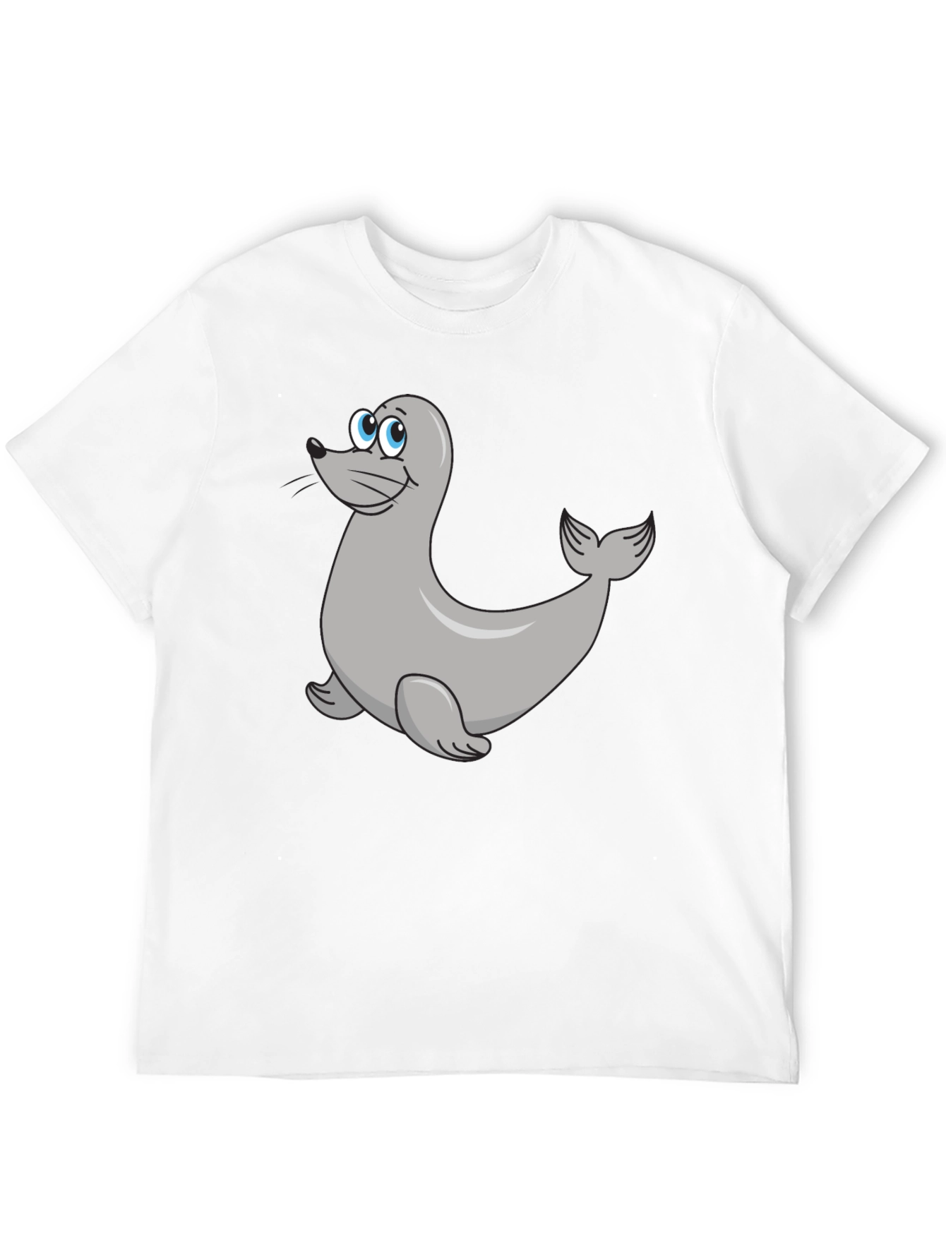 Black Seal Cartoon Black T-Shirt view 12