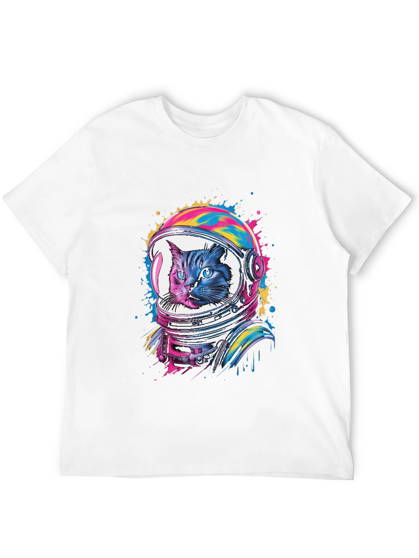 Black Cat Astronaut Graphic Tee - Unisex Black T-Shirt view 12