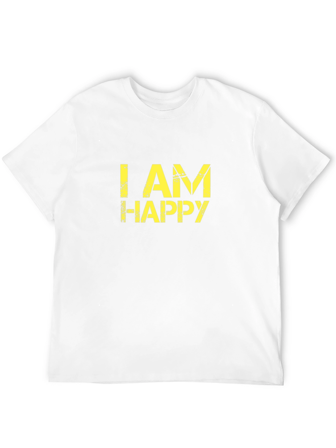 Black I Am Happy Graphic Tee - Black Cotton T-Shirt view 12
