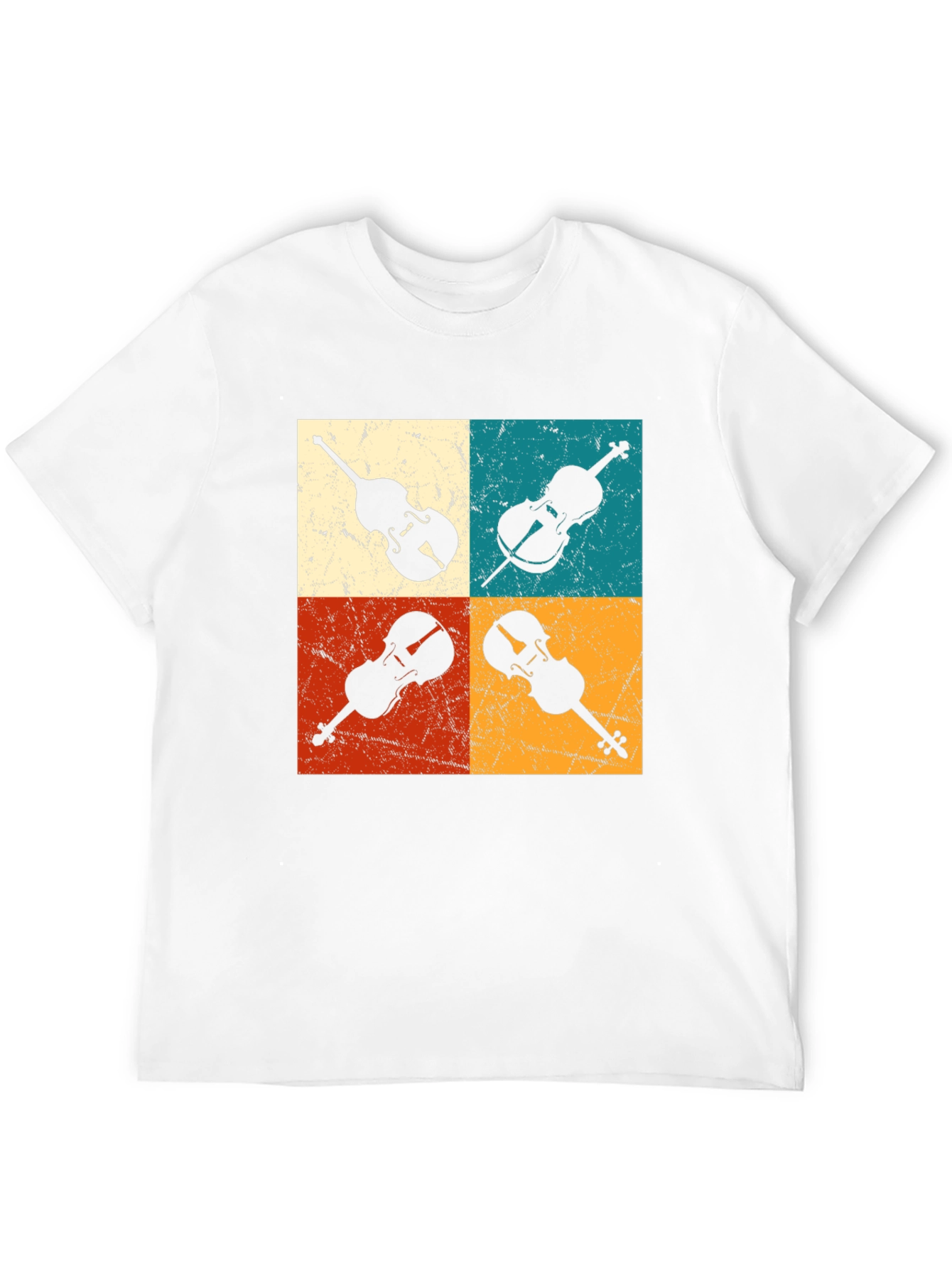 Black Retro Violin Collage Graphic Tee view 12