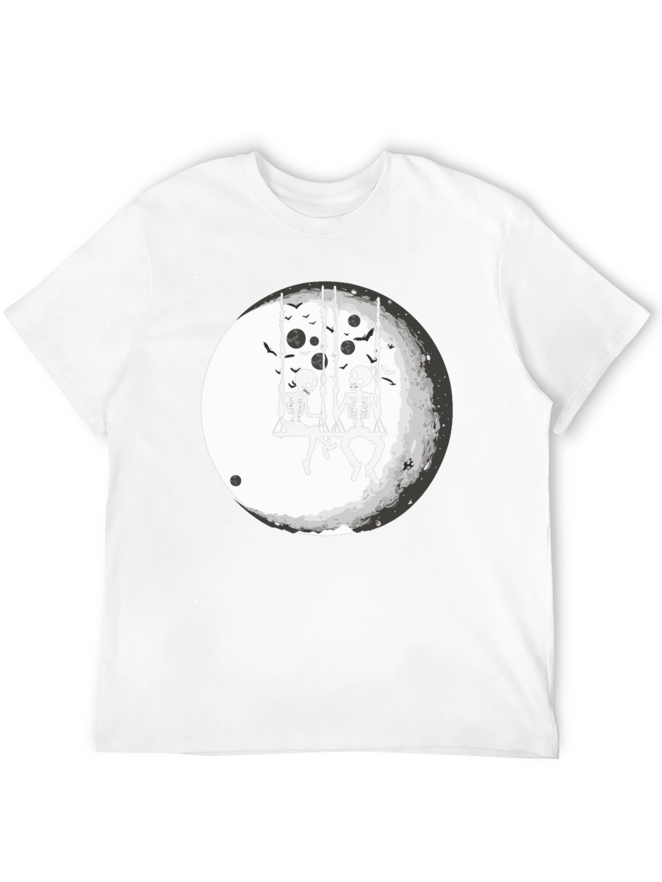 Black Skeleton Moon Swing Graphic T-Shirt view 12