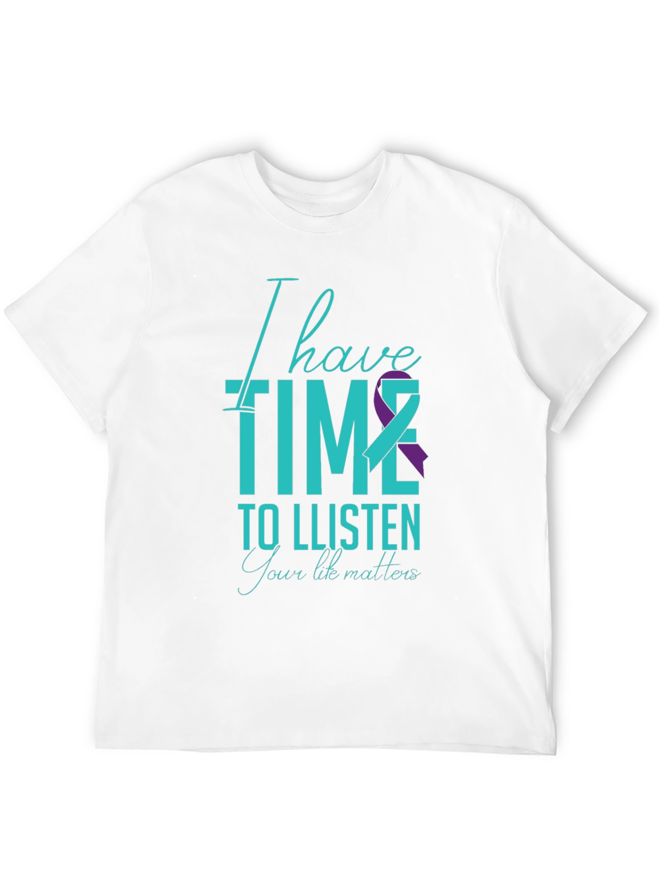 Black I Have Time to Listen T-Shirt - Teal & Purple Ribbon Design view 12