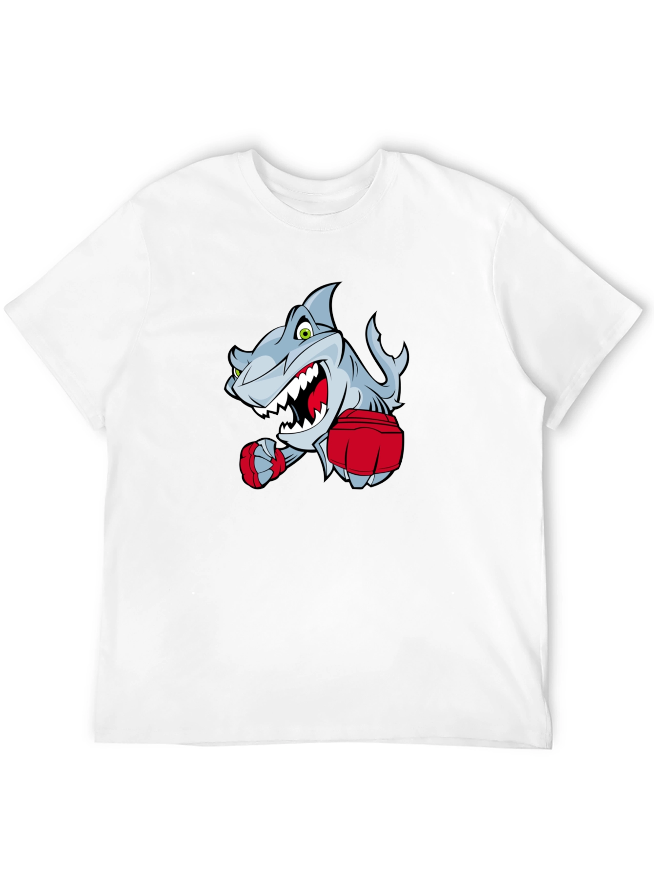 Black Cartoon Shark Boxer Graphic T-Shirt view 12
