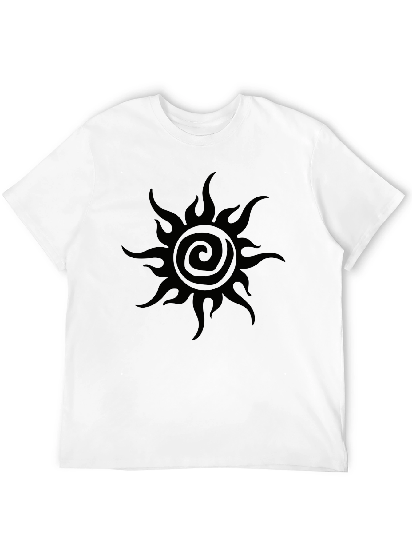 Black Men's Black T-Shirt with Sun Swirl Design view 12