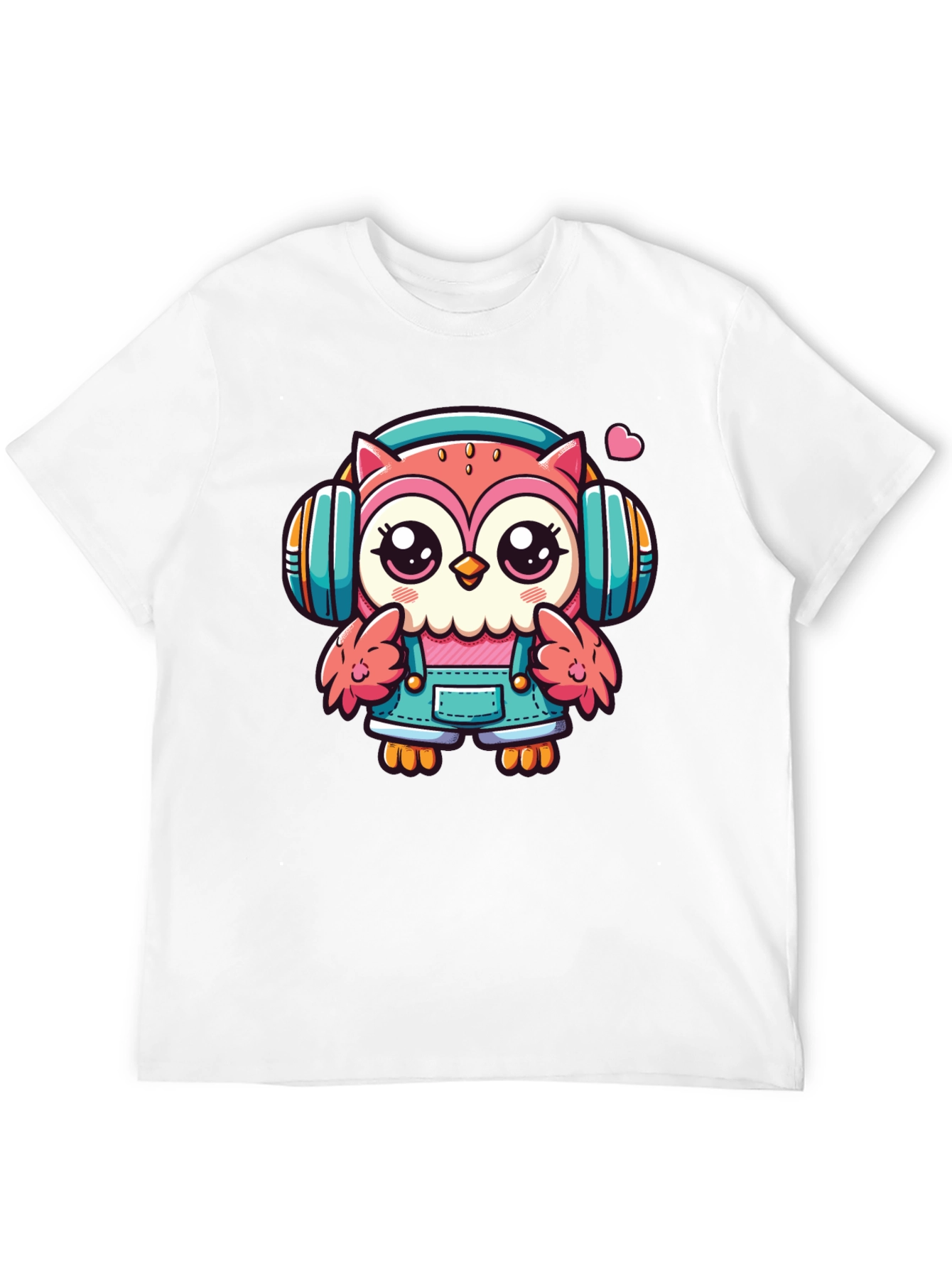 Black Owl DJ T-Shirt: Cute Cartoon Animal Tee view 12