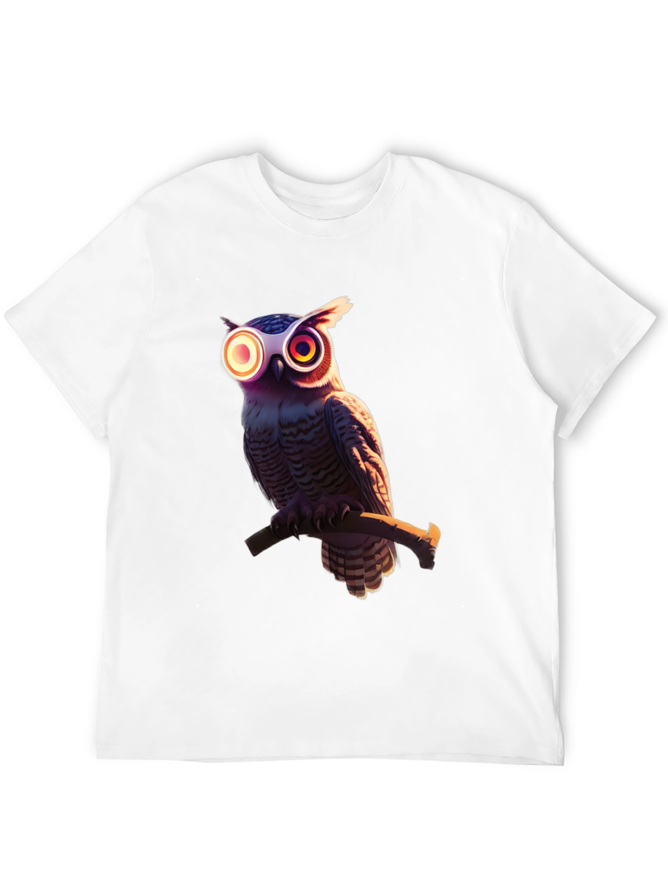 Black Cool Owl Graphic Tee - Black Cotton Blend view 12