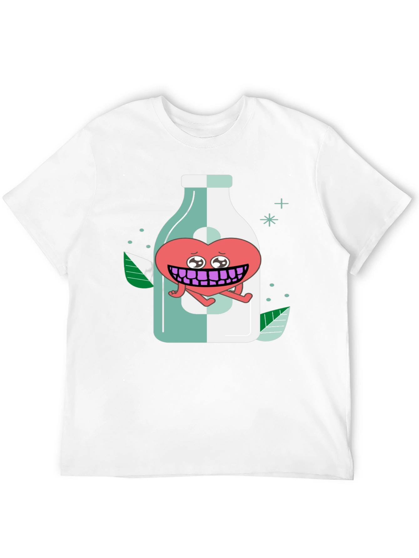 Black Cartoon Heart in a Bottle Black T-Shirt view 12