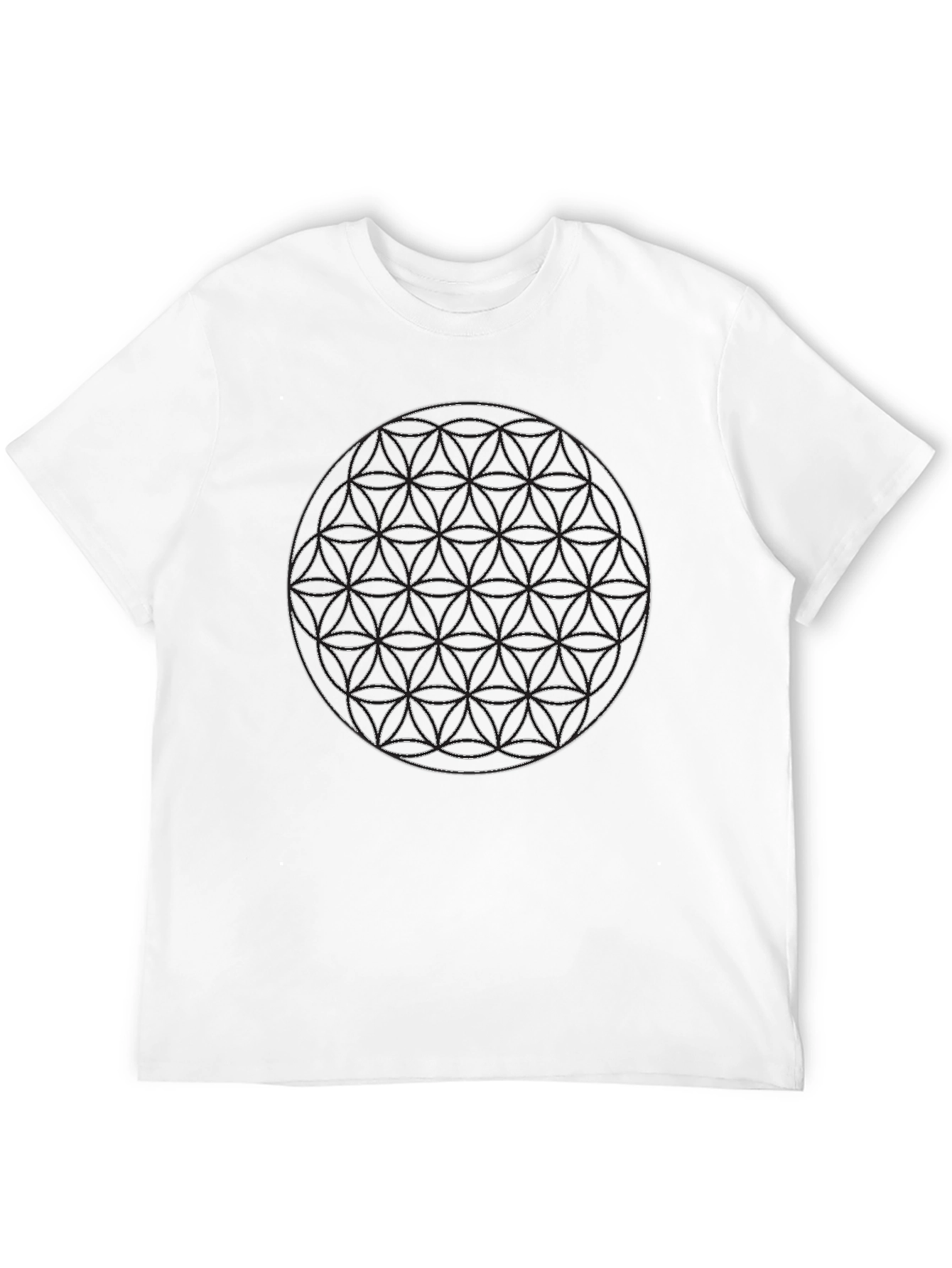 Black Geometric Circle Design Black T-Shirt view 12