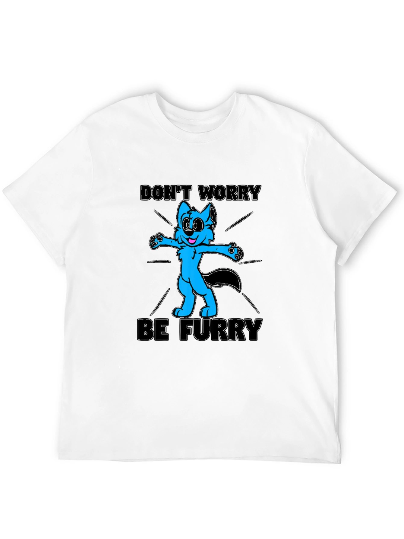 Black Don't Worry Be Furry T-Shirt view 12