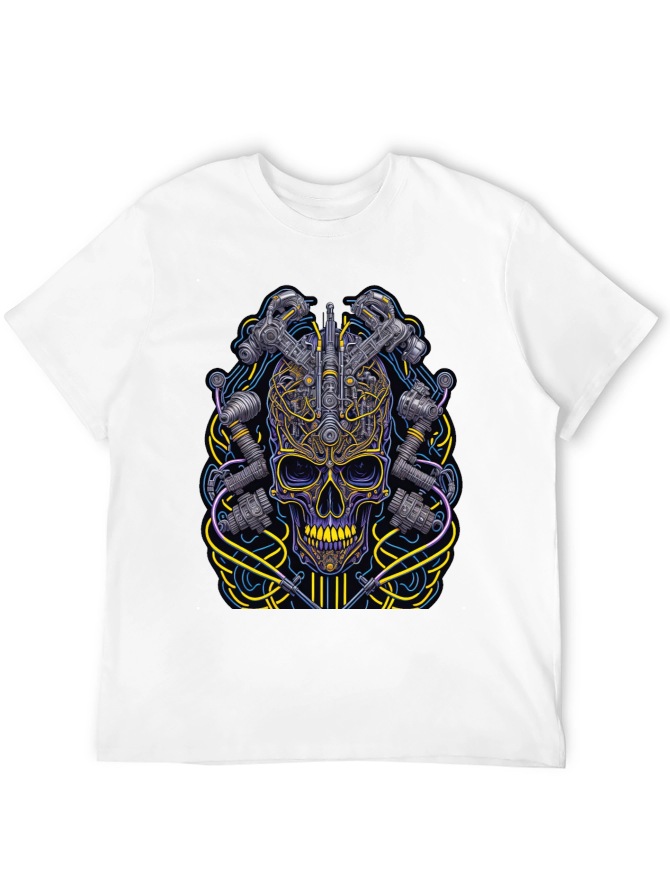 Black Cyberpunk Skull Graphic T-Shirt view 12