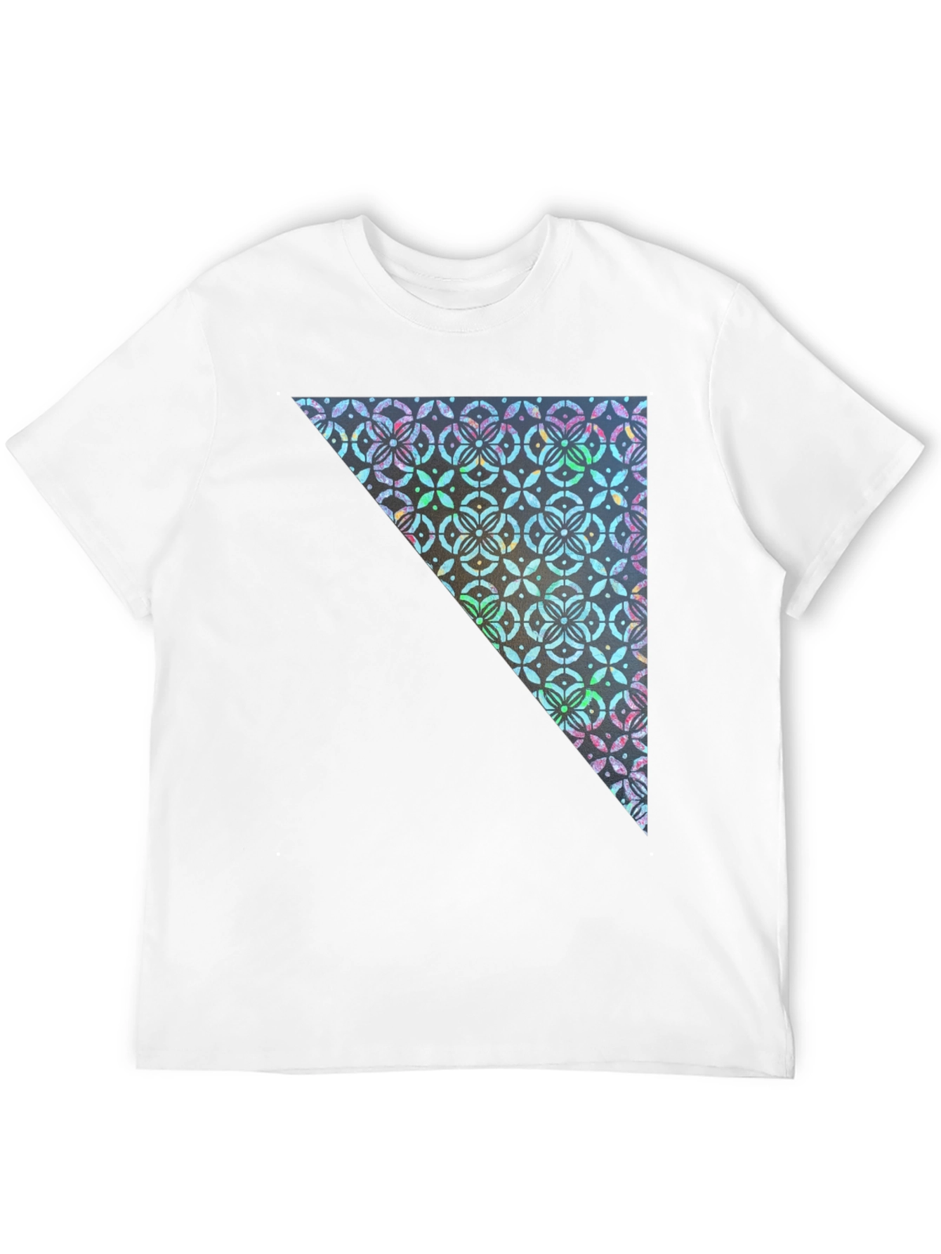 Black Geometric Triangle Print Crew Neck Tee view 12