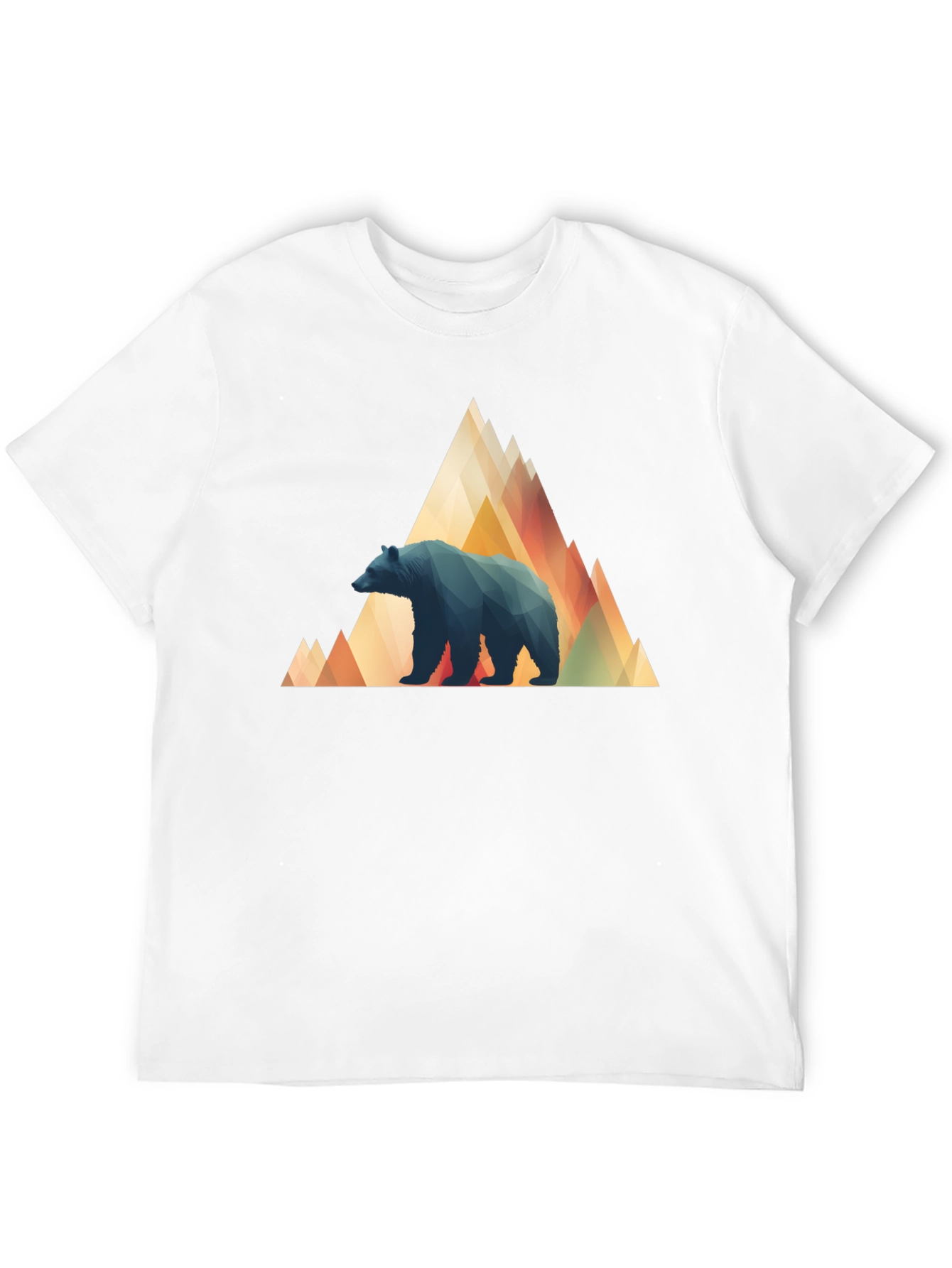 Black Geometric Bear Mountain Tee - Stylish Black T-Shirt view 12