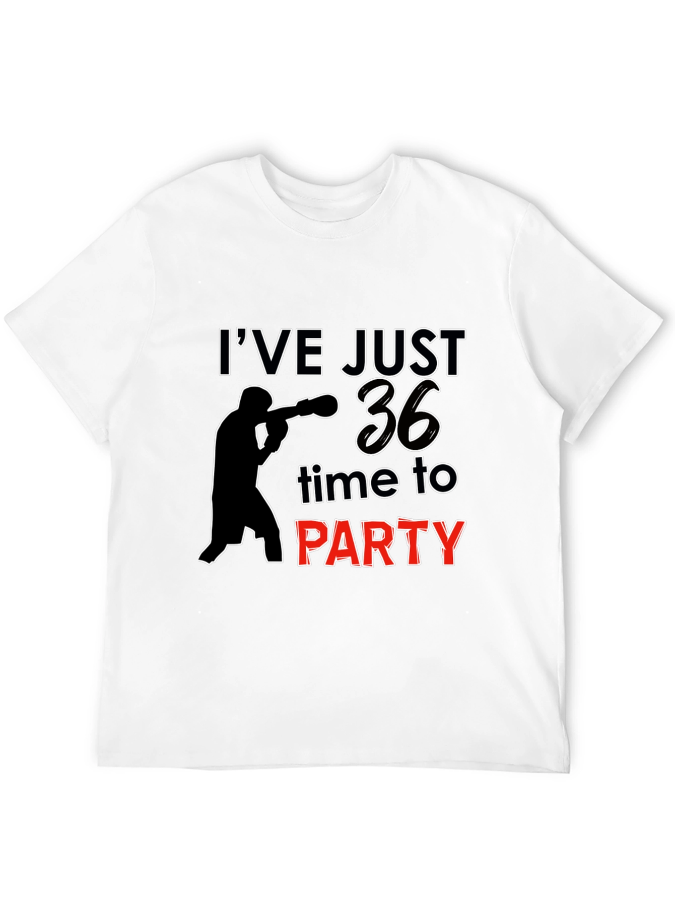 Black 36th Birthday Party T-Shirt: Boxing Silhouette view 12