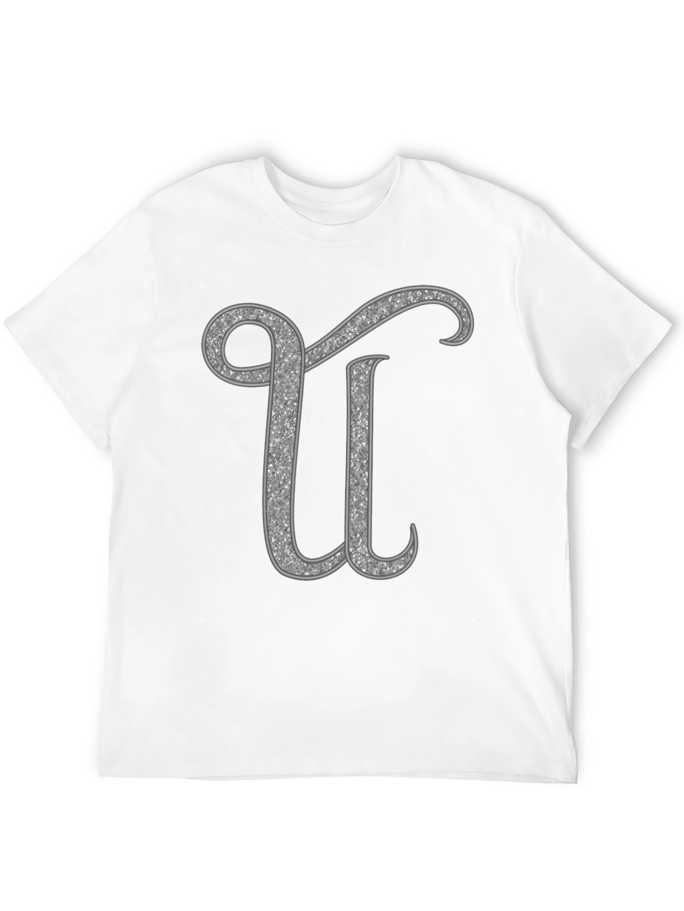 Black Glitter Letter U Graphic Tee - Unisex view 12