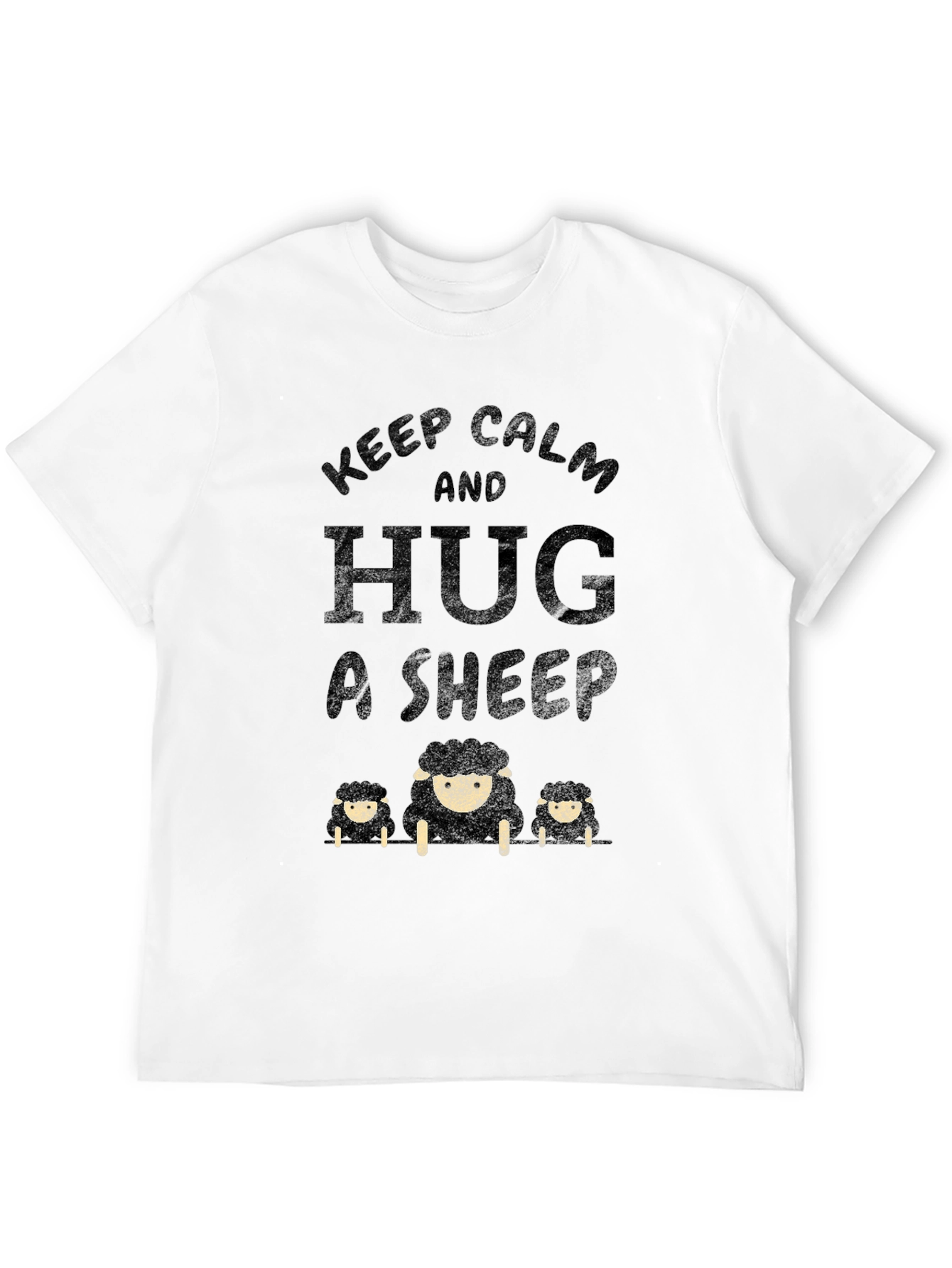 Black Keep Calm and Hug a Sheep T-Shirt - Black view 12