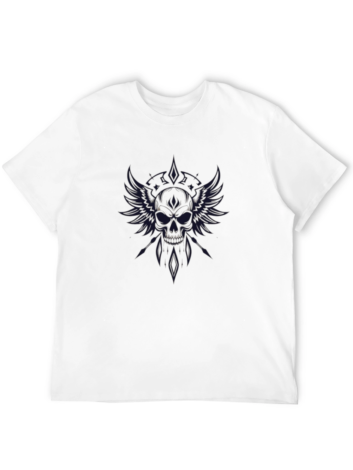 Black Winged Skull Graphic Black T-Shirt view 12
