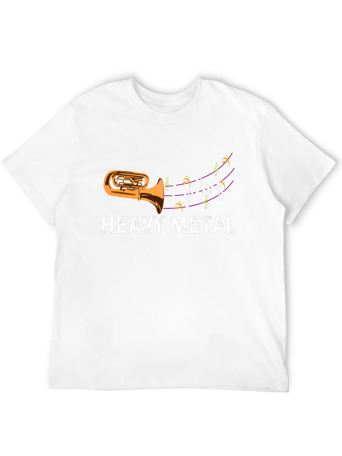 Black I Play Heavy Metal Tuba Black Tee view 12