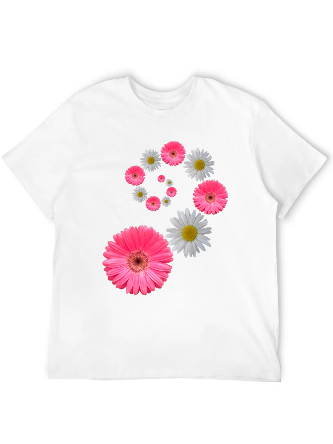 Black Floral Swirl T-Shirt - Pink Daisy Design view 12