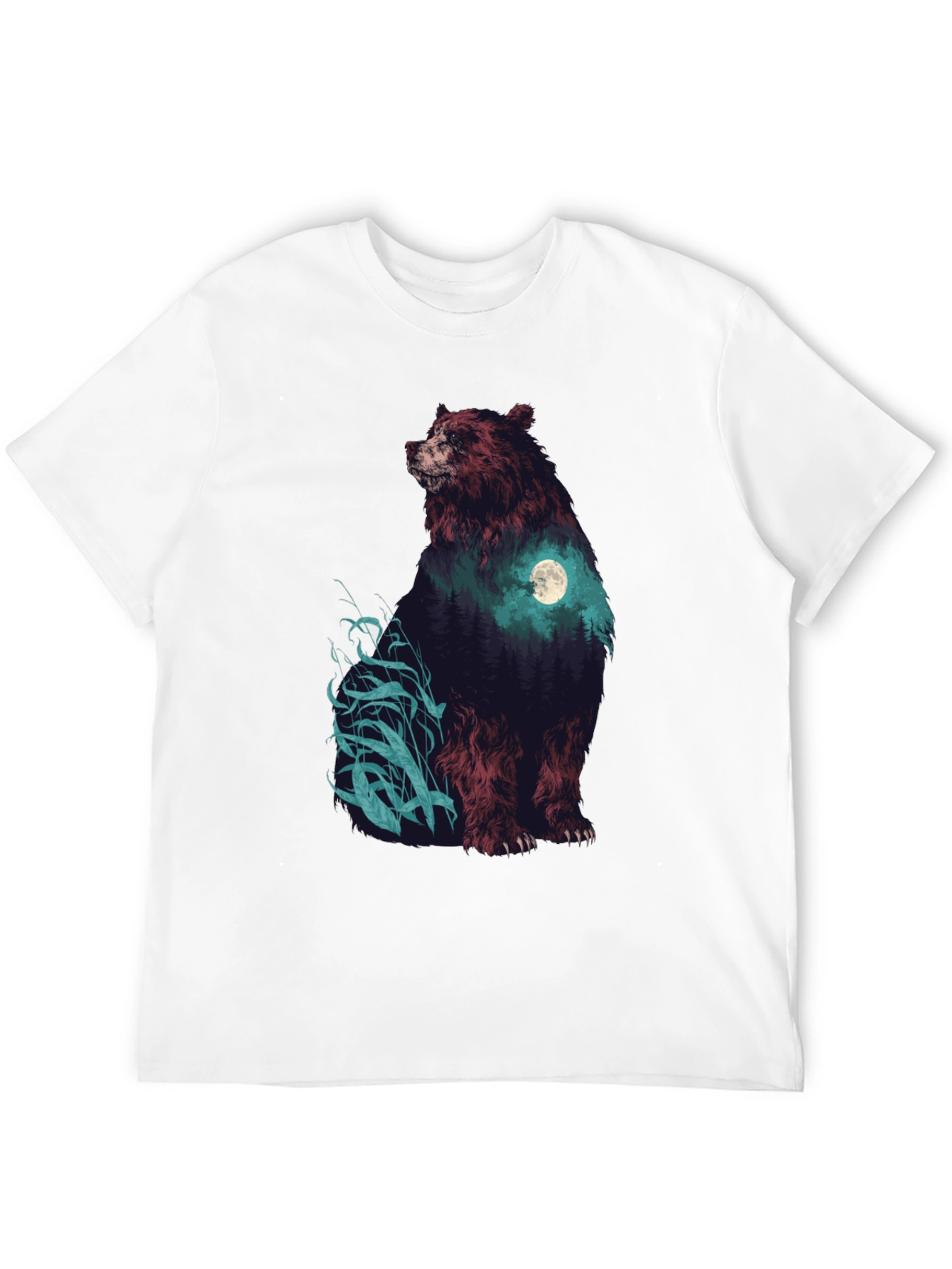 Black Bear Forest Moon Graphic T-Shirt view 12