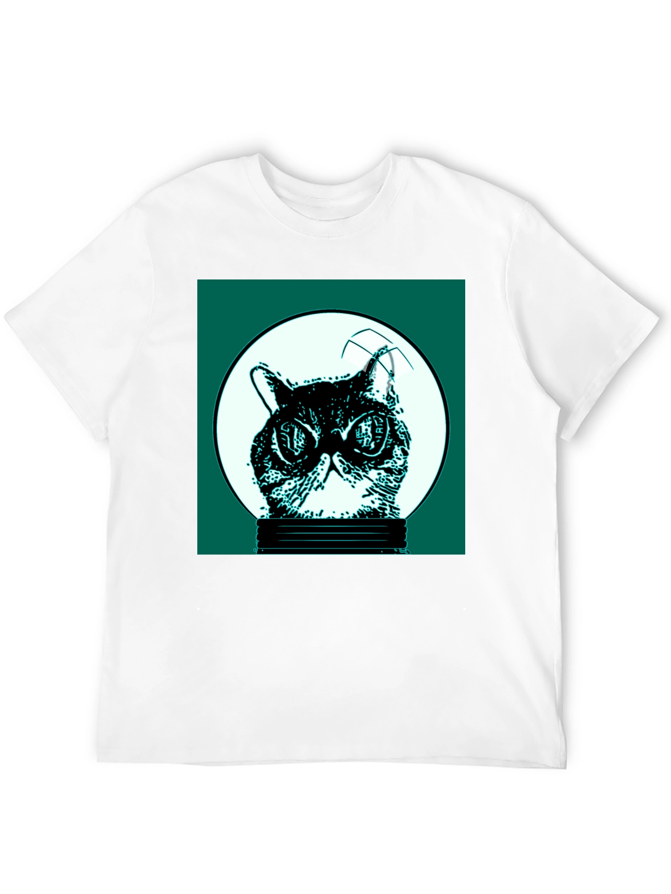 Black Cool Cat in Bulb Graphic Tee view 12