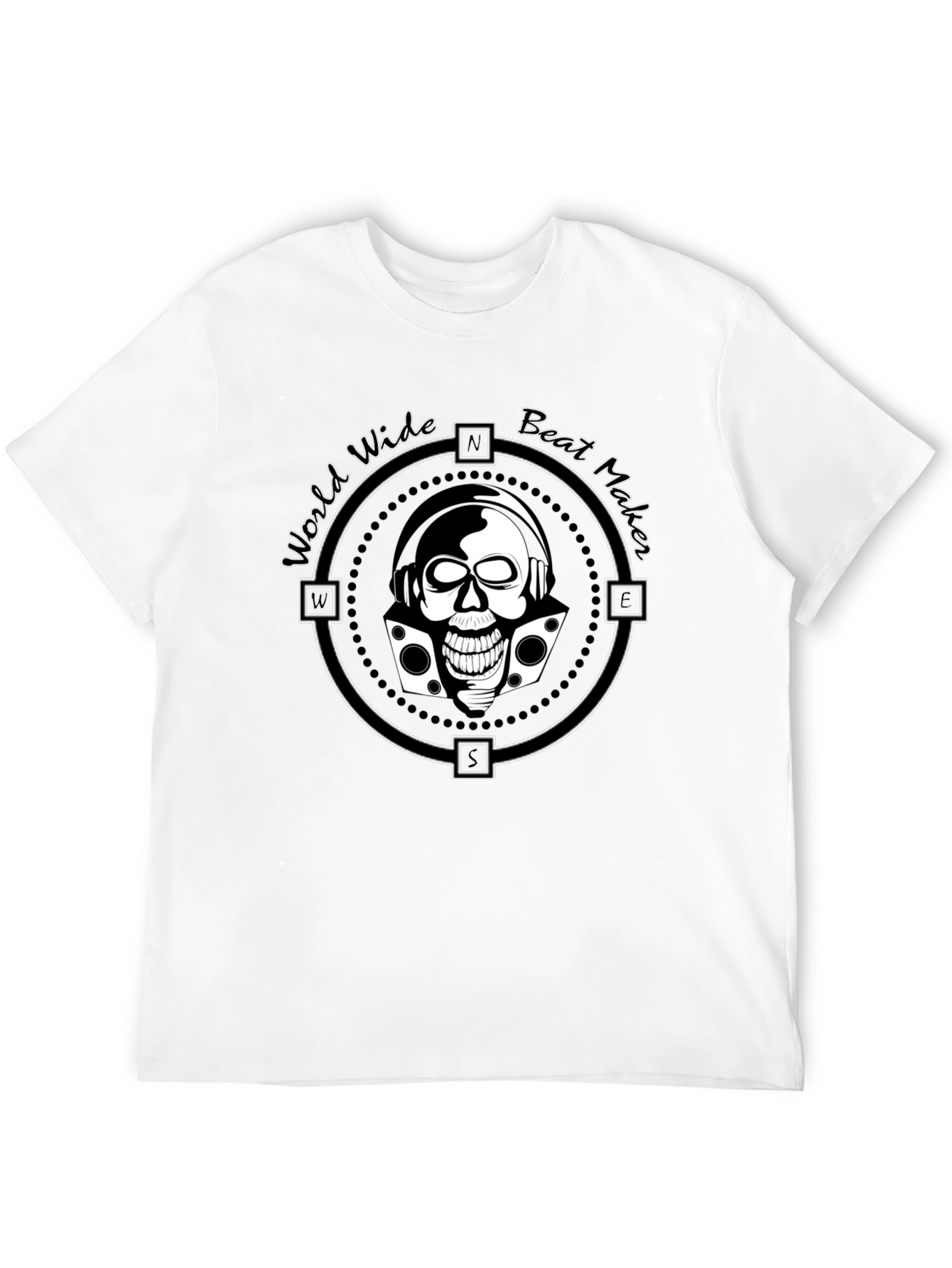 Black World Wide Beat Maker Skull Graphic Black T-Shirt view 12