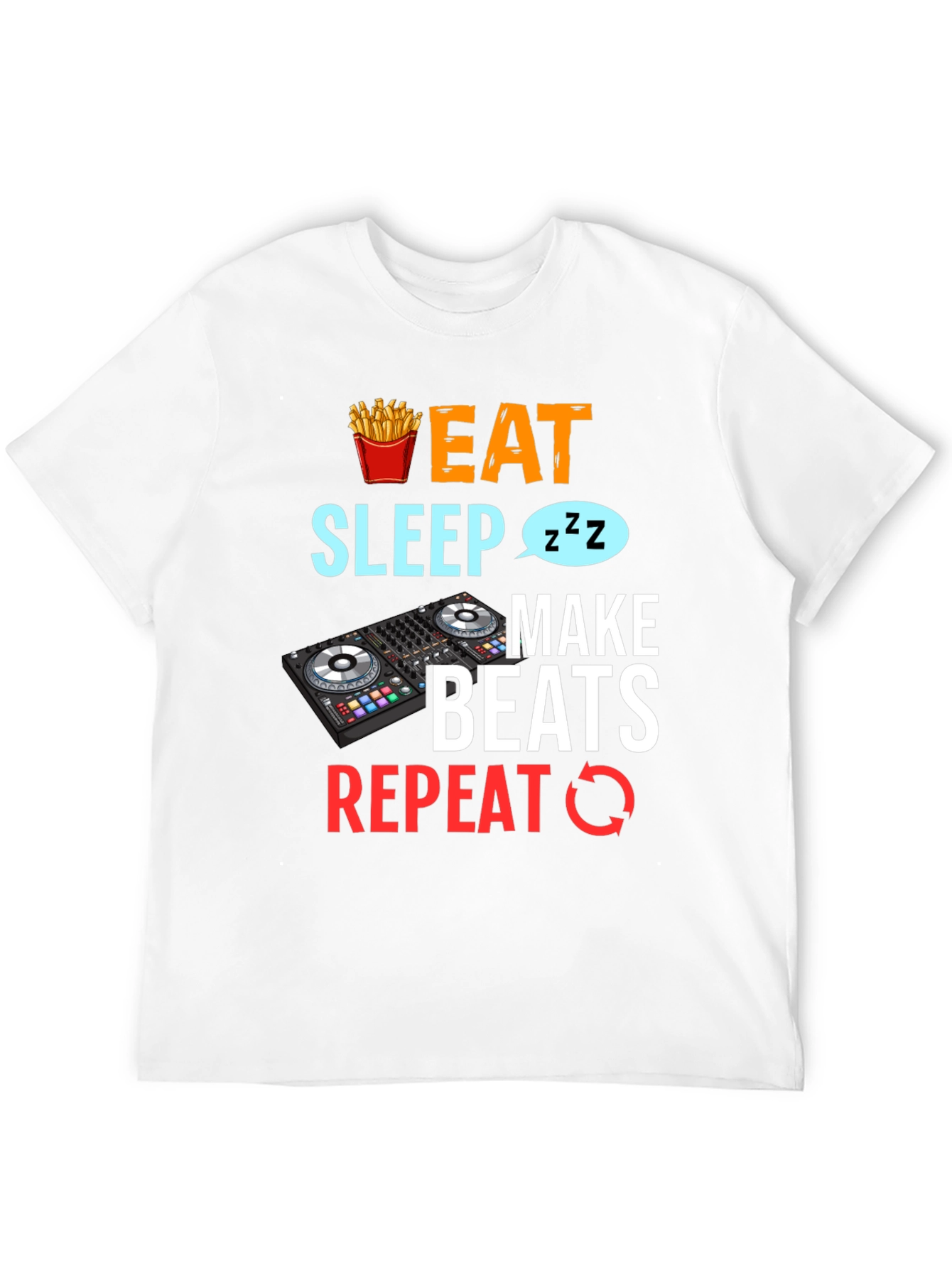 Black Eat Sleep Make Beats Repeat Graphic T-Shirt view 12