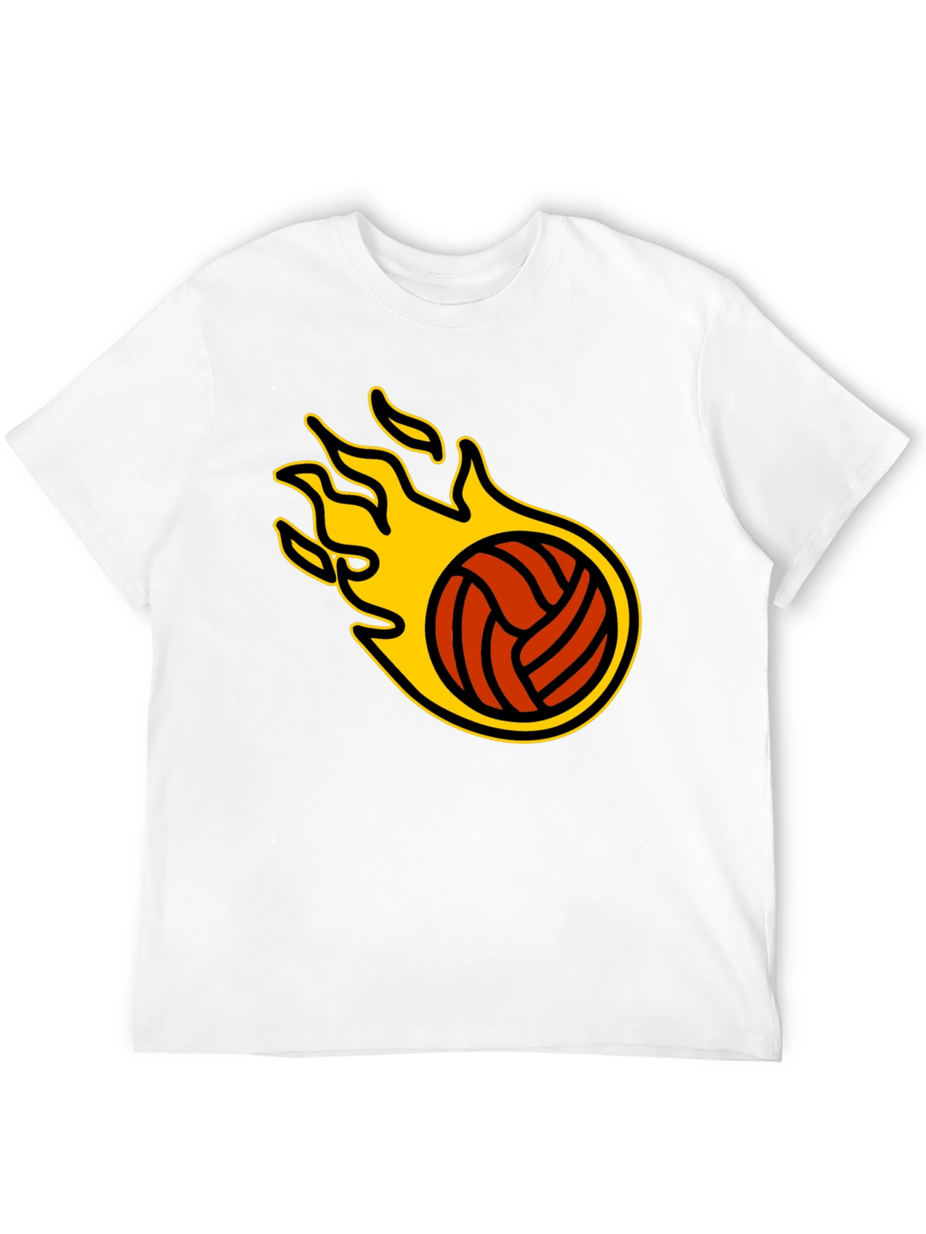 Black Flaming Volleyball Graphic T-Shirt view 12