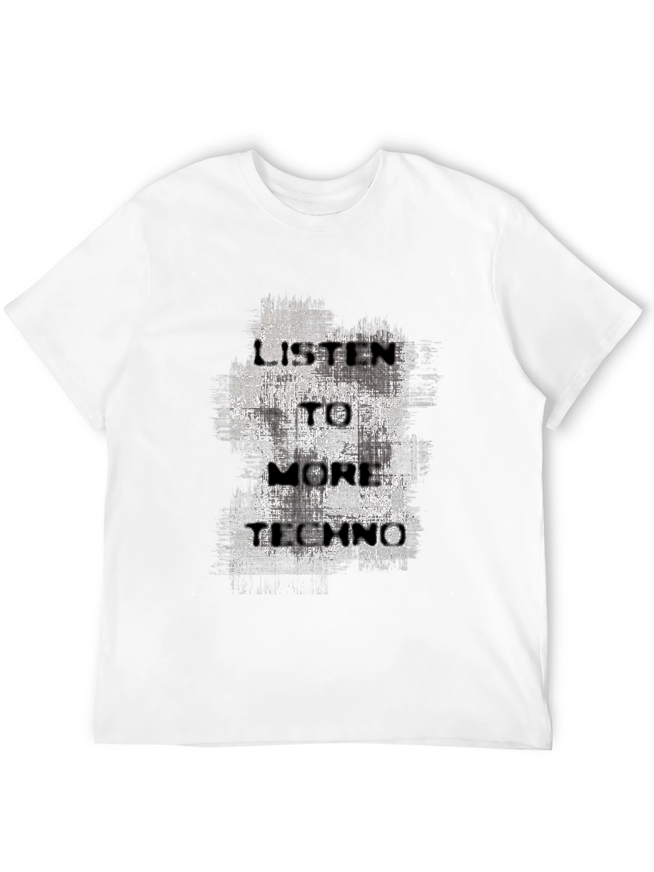 Black Listen To More Techno Graphic Tee - Black Cotton T-Shirt view 12