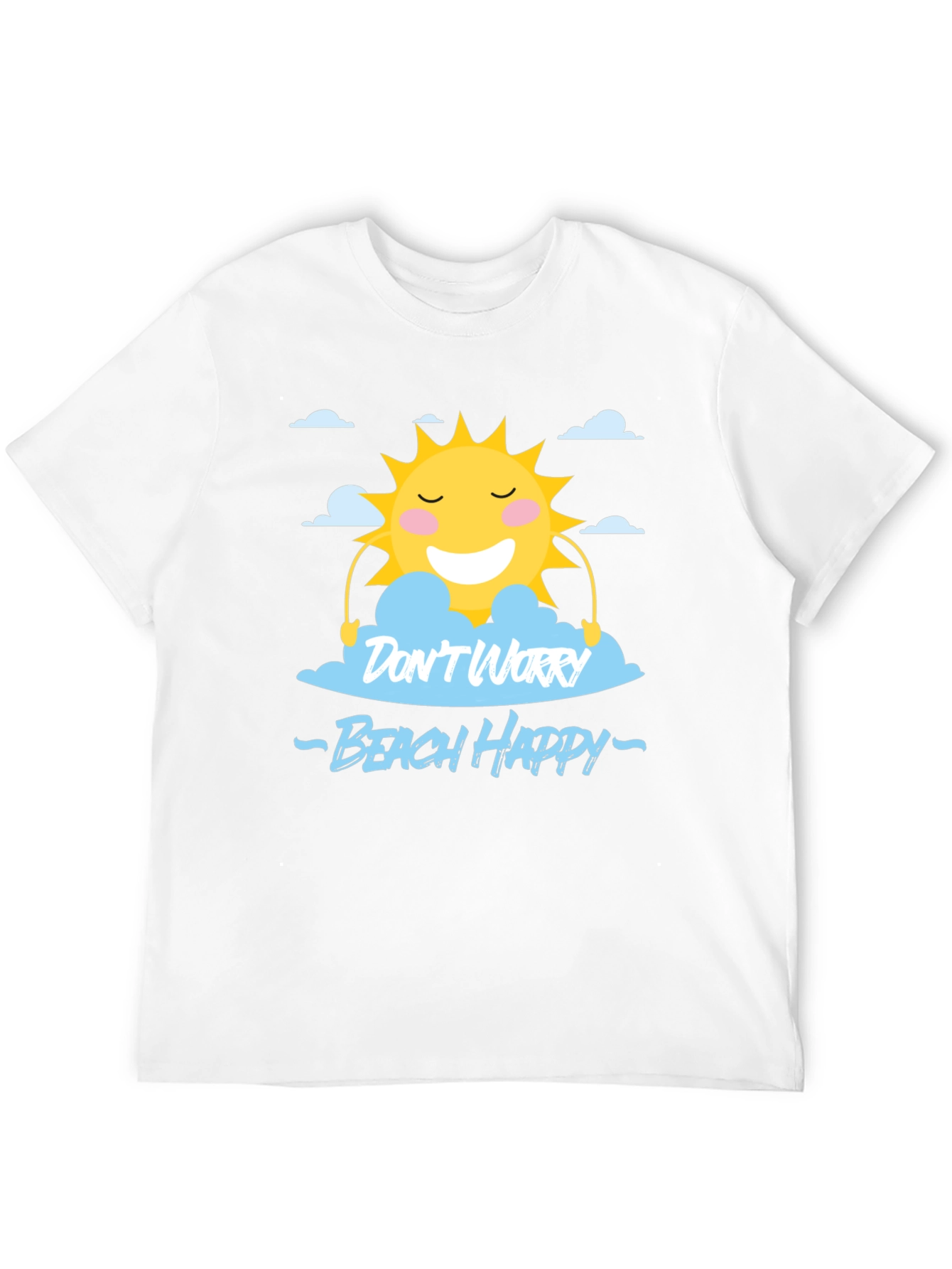 Black Don't Worry Beach Happy Black T-Shirt view 12