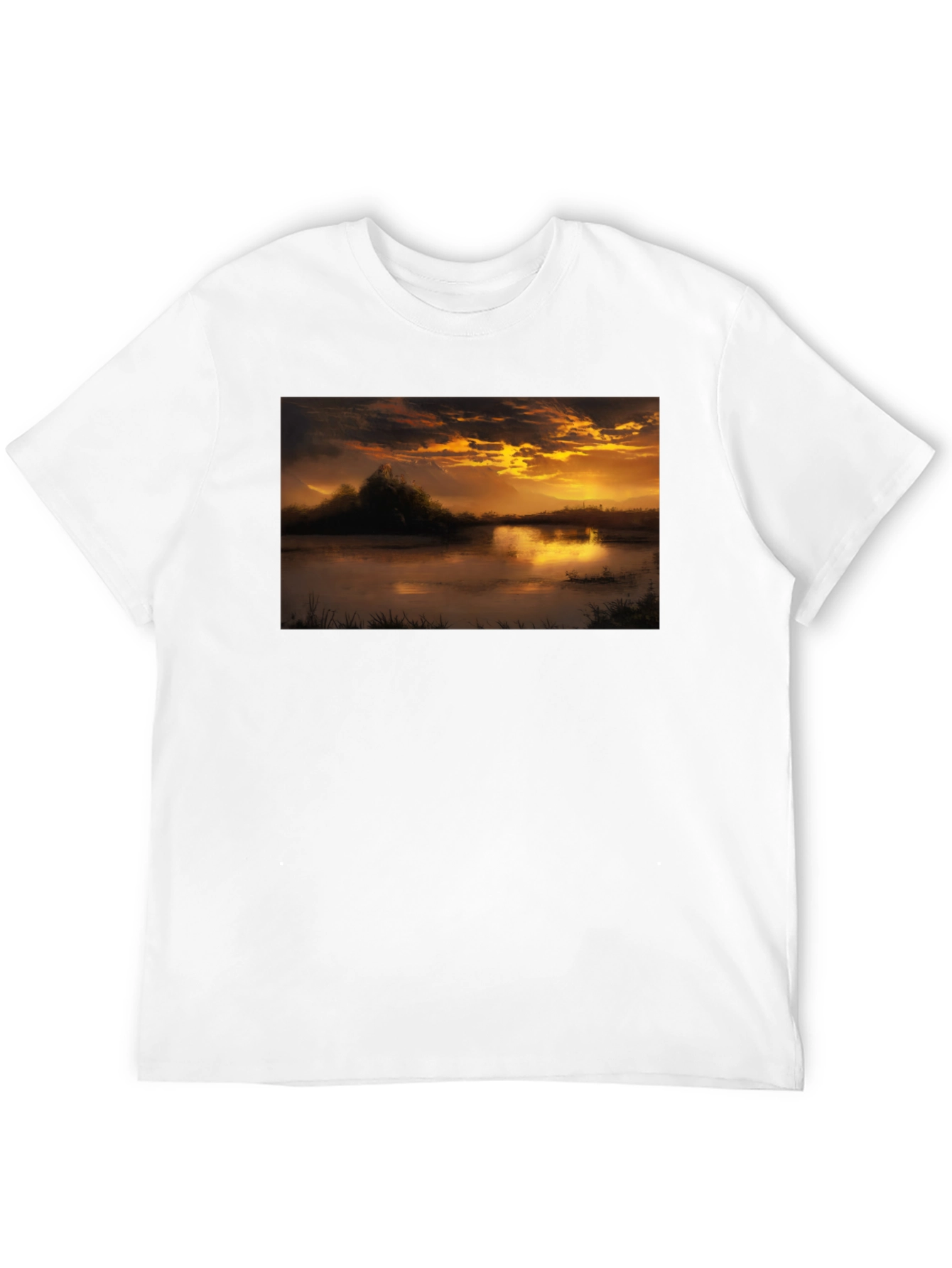Black Sunset Lake Graphic Tee - Black Cotton Blend view 12