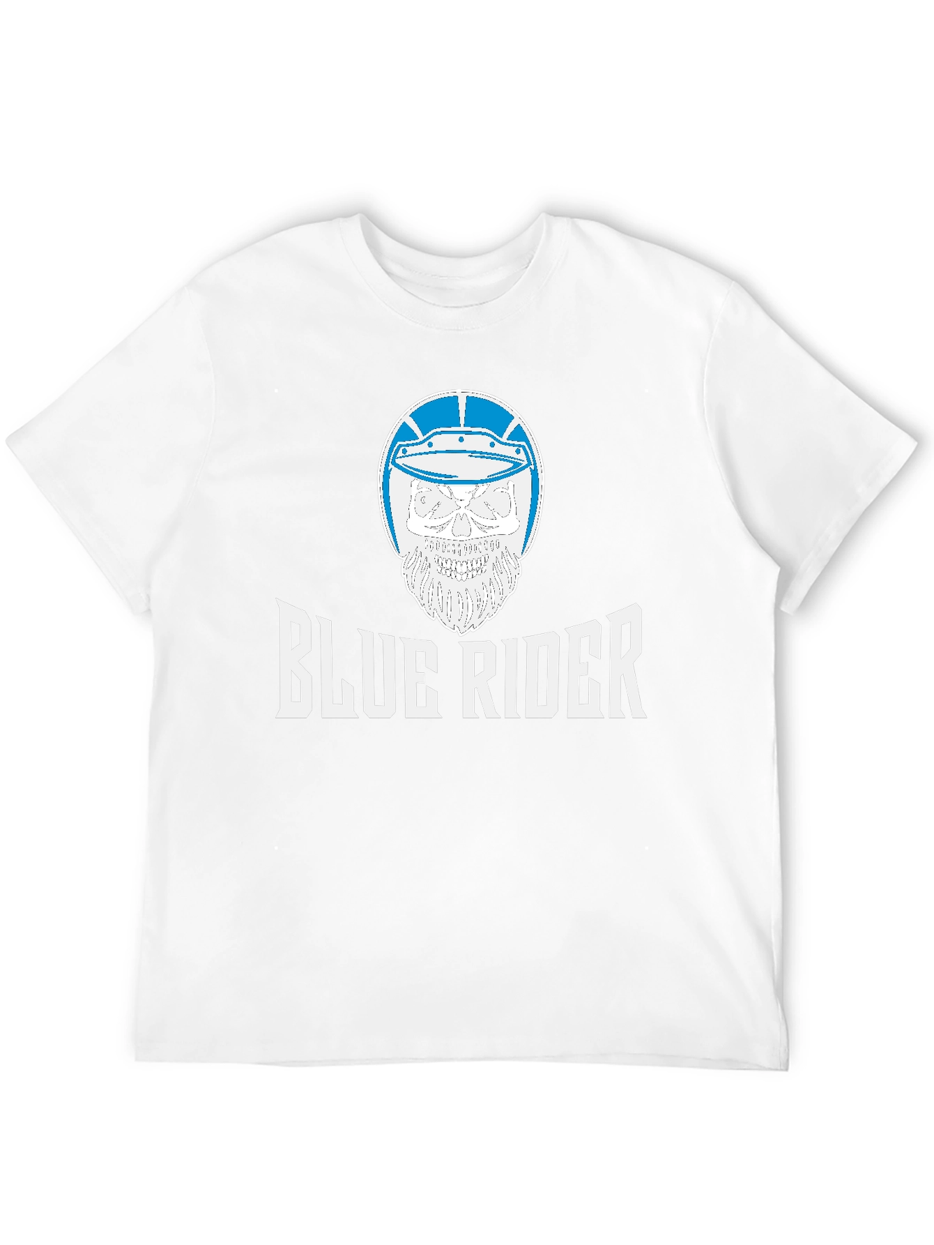 Black Blue Rider Graphic T-Shirt - Skull & Helmet Design view 12