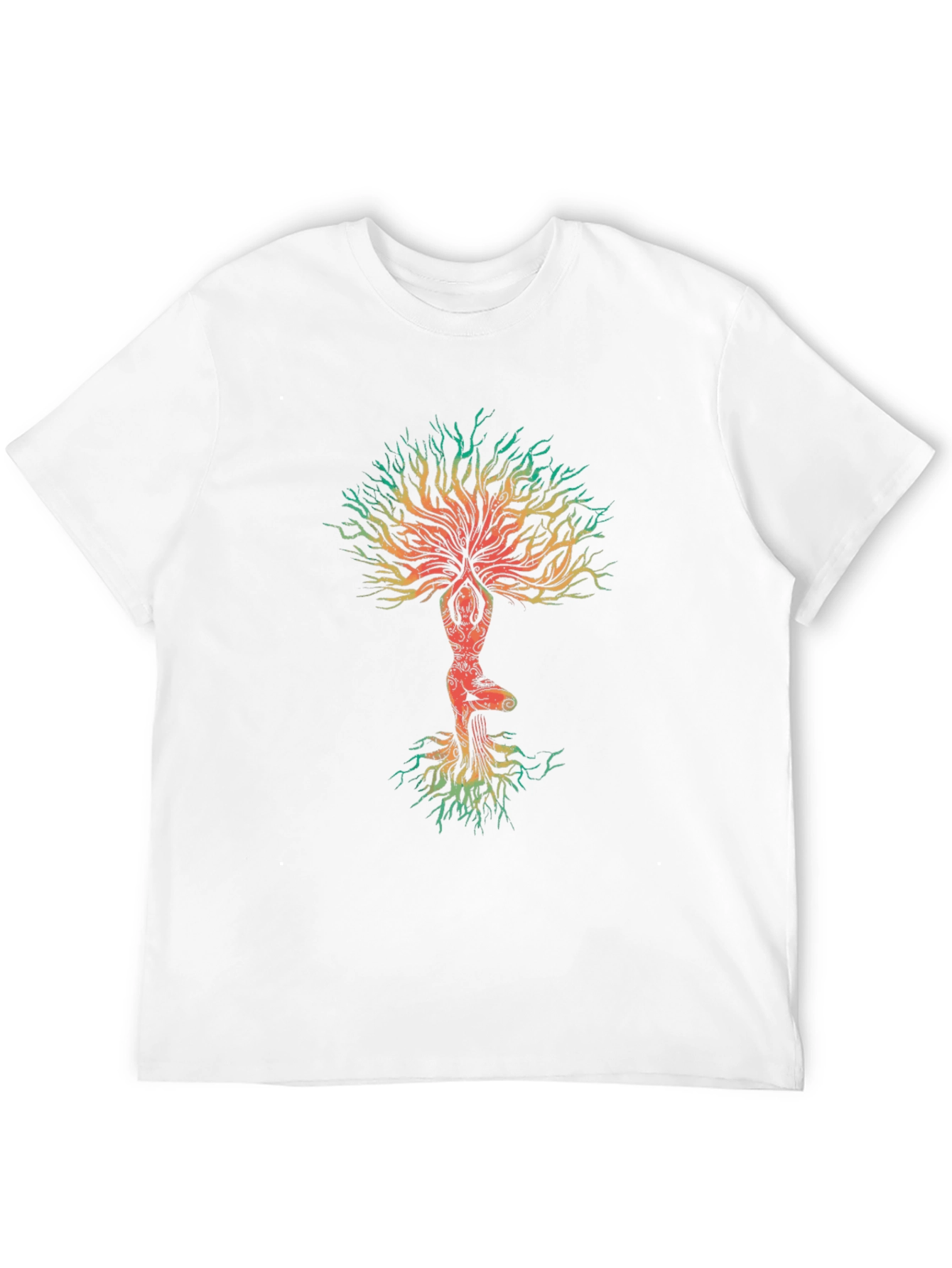 Black Tree of Life Yoga Graphic Tee - Black Cotton Blend view 12