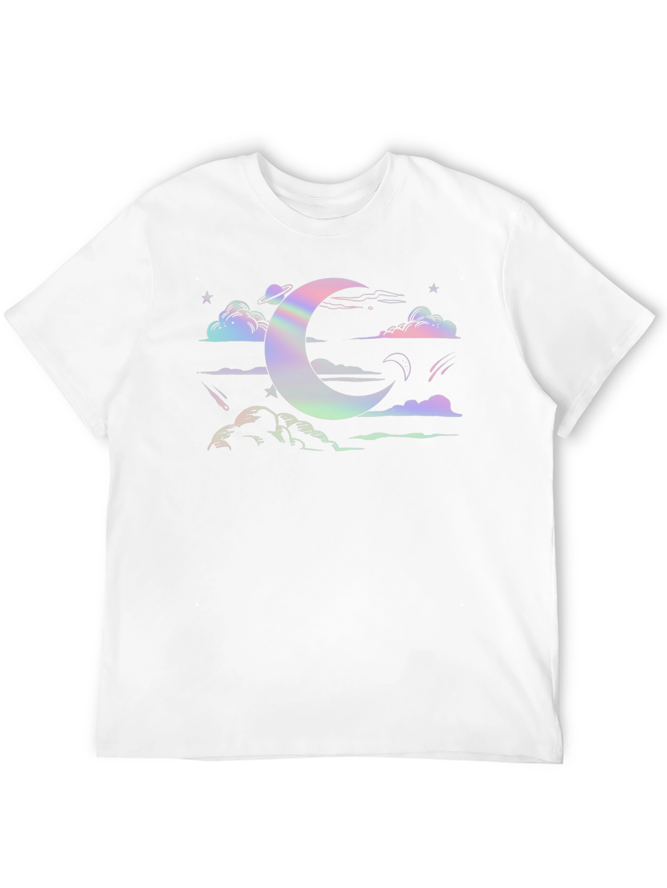 Black Celestial Moon & Stars Graphic Tee - Soft Cotton Blend view 12