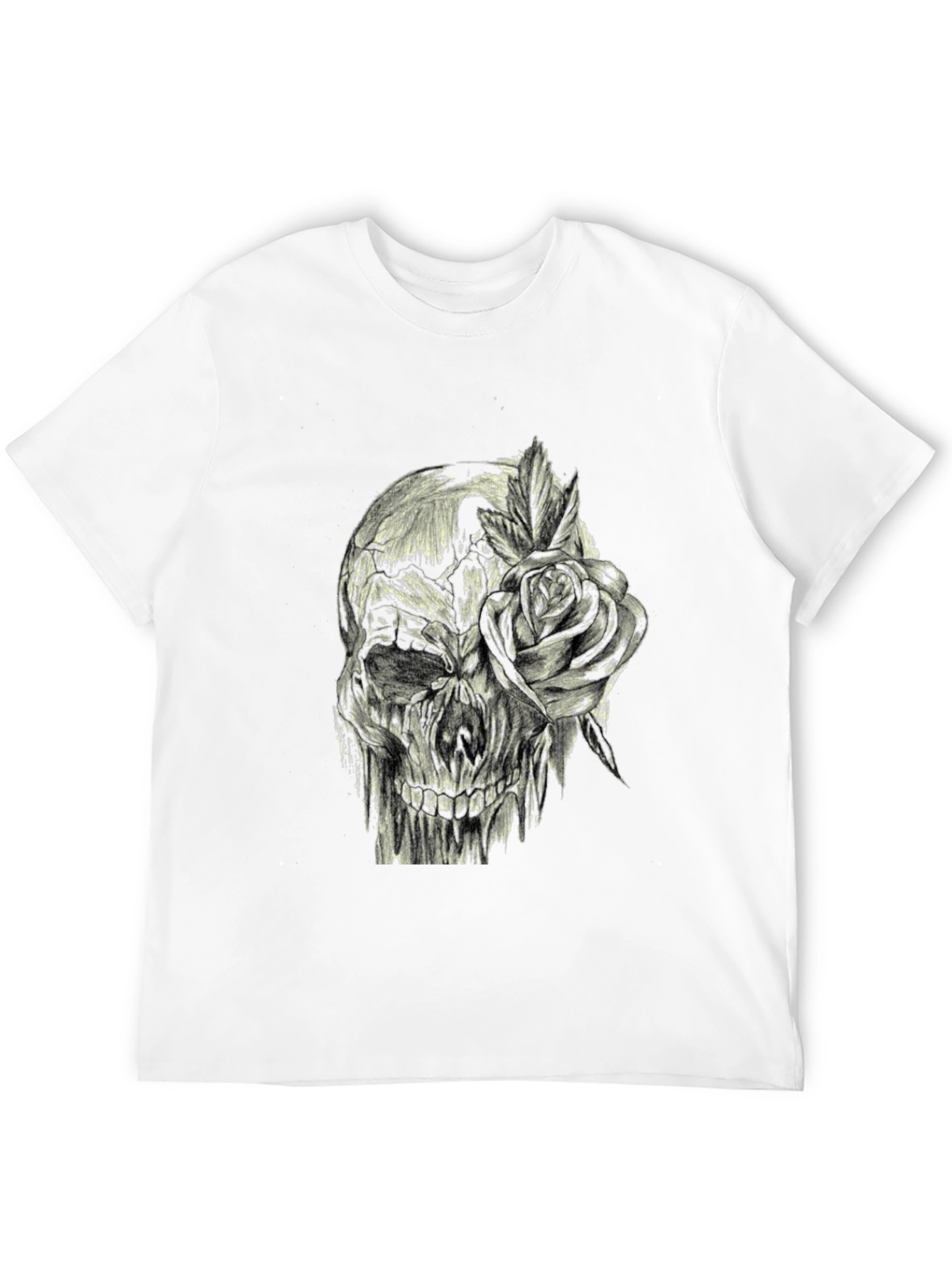 Black Skull and Rose Graphic Print Tee - Edgy Style view 12