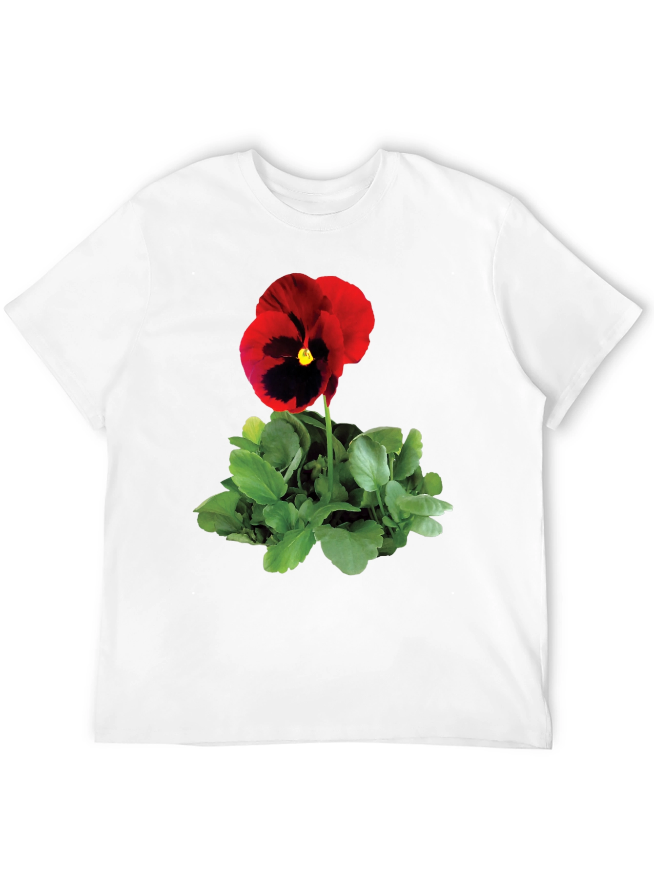 Black Pansy Flower Graphic Tee - Black Unisex T-Shirt view 12