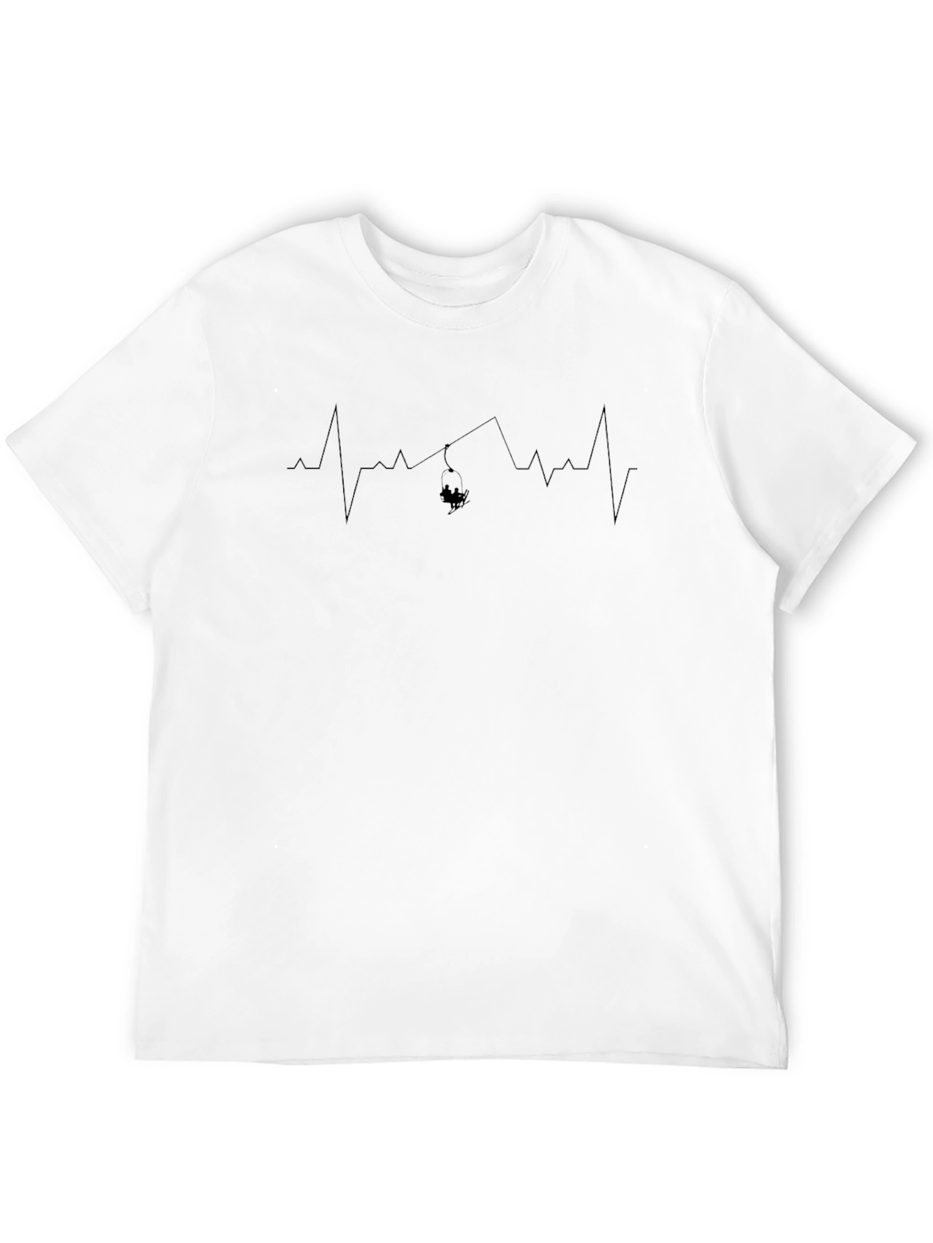 Black Ski Lift Heartbeat T-Shirt - Black Graphic Tee view 12