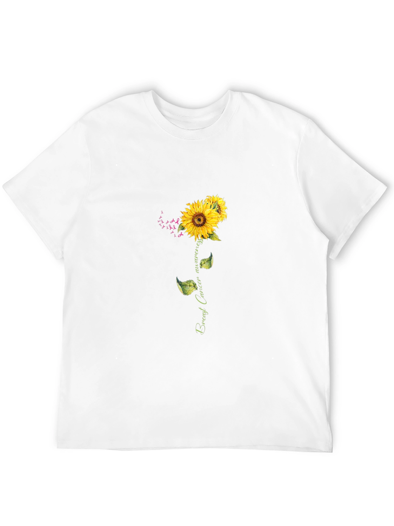 Black Sunflower Breast Cancer Awareness Black T-Shirt view 12