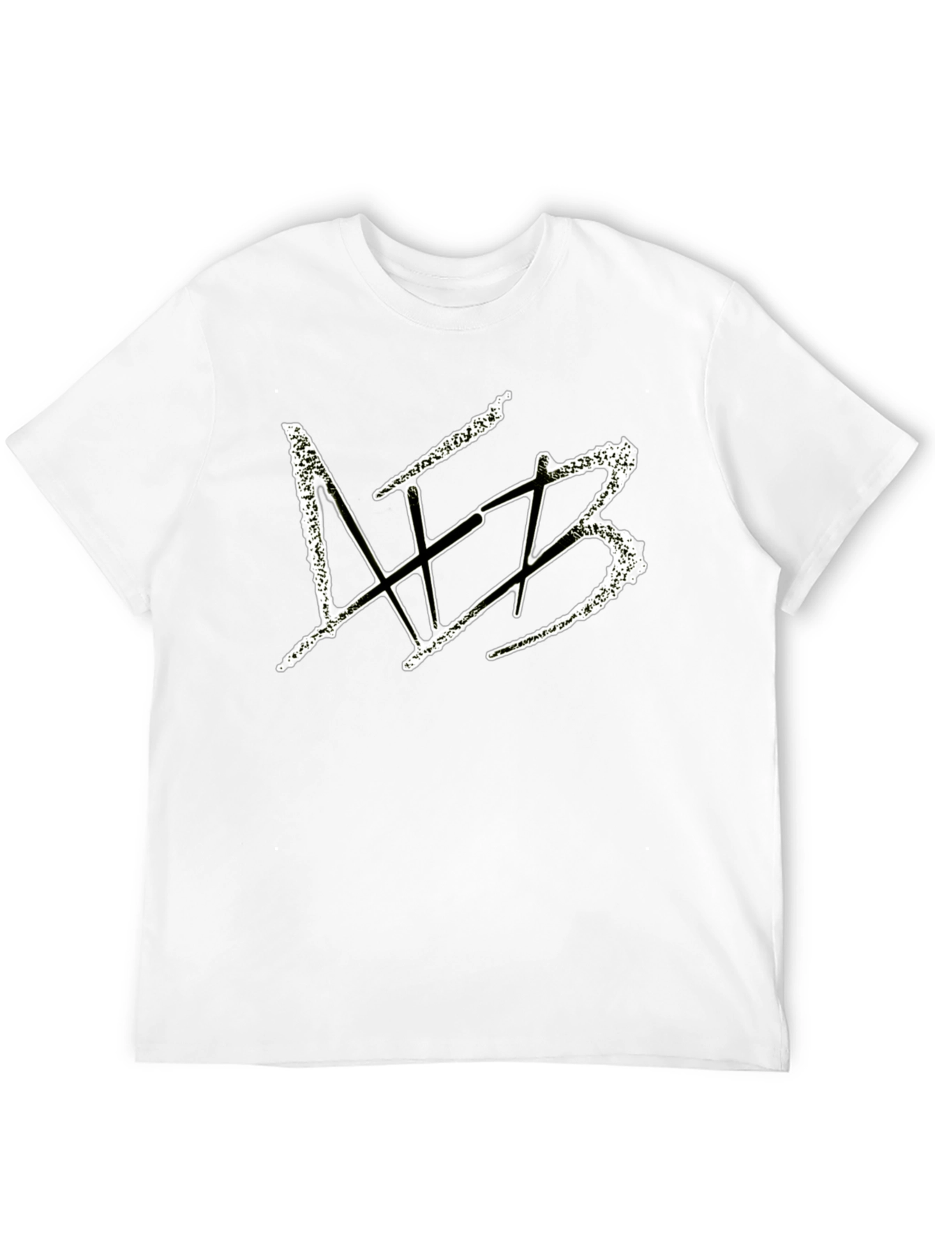 Black Men's Black Graphic Tee - Distressed White Design view 12