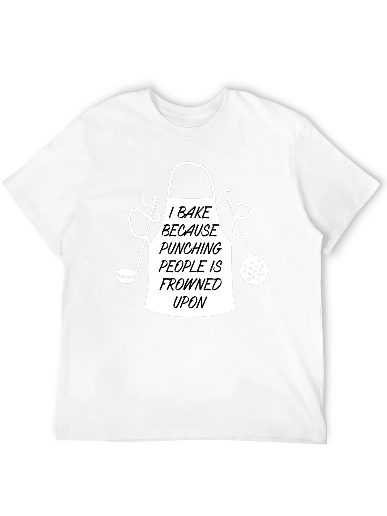 Black I Bake Because Punching People T-Shirt Funny Chef Tee view 12